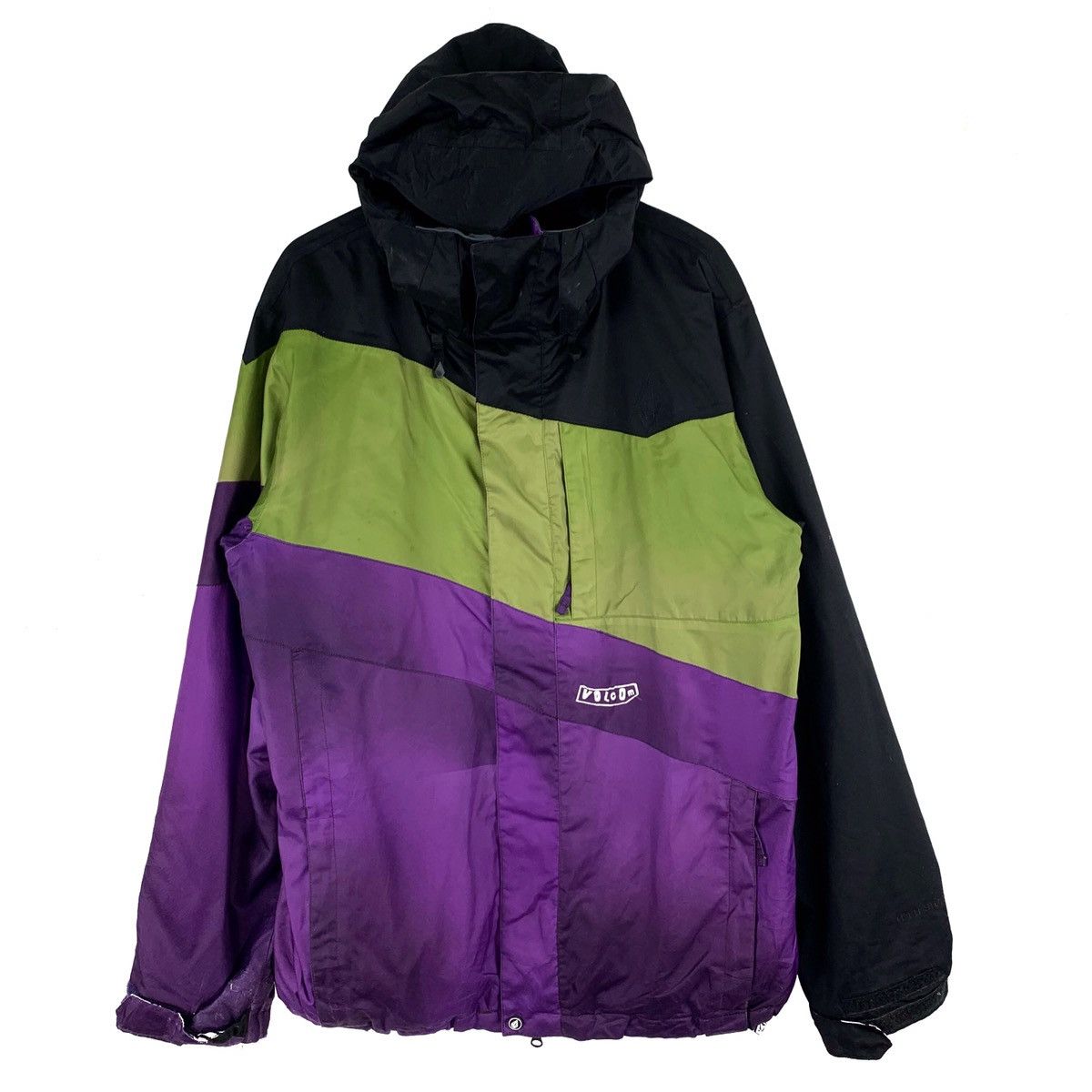 Japanese Brand Vintage Volcom 3-Tone Hoodie Windbreaker Light Jacket Size US M / EU 48-50 / 2 - 1 Thumbnail