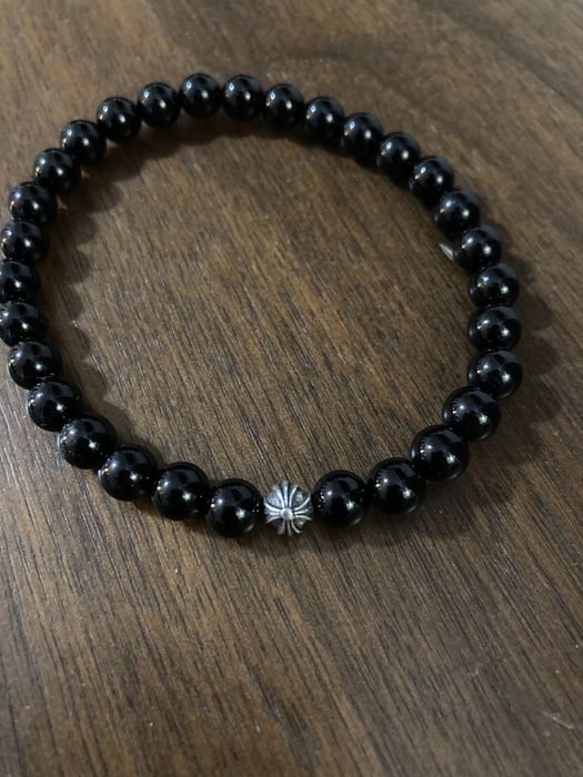 Chrome Hearts Chrome Hearts 6mm Onyx and Silver Bead Bracelet | Grailed