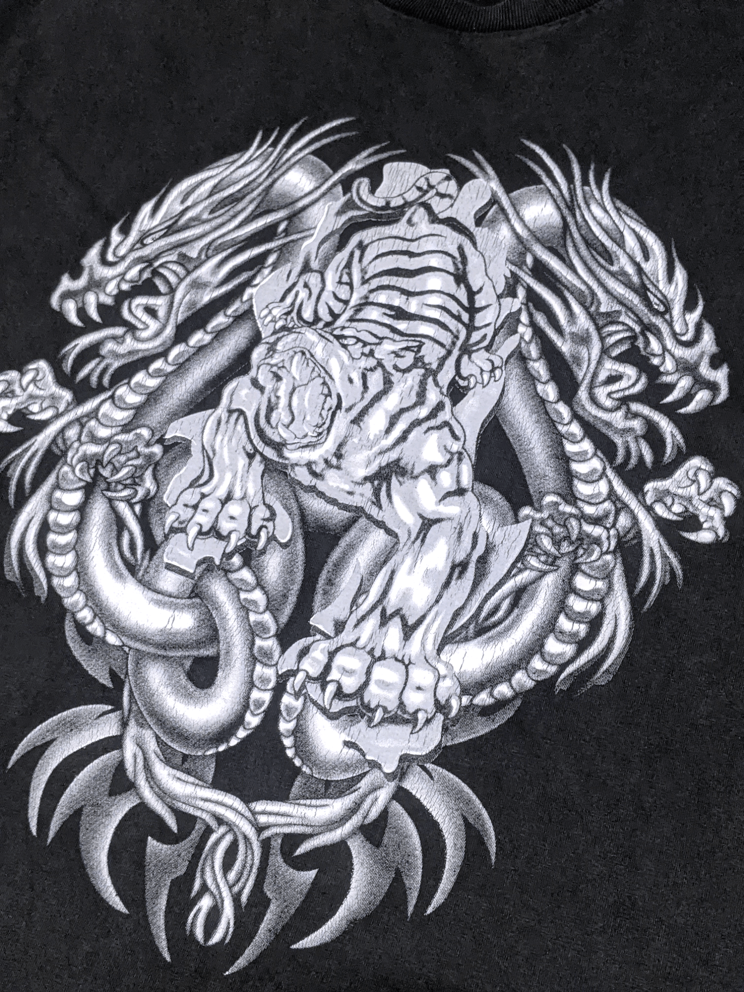 Japanese Brand × Vintage Vintage 90s Yakuza Dragon Tiger Tatoo Sukajan T shirt Size US M / EU 48-50 / 2 - 5 Thumbnail