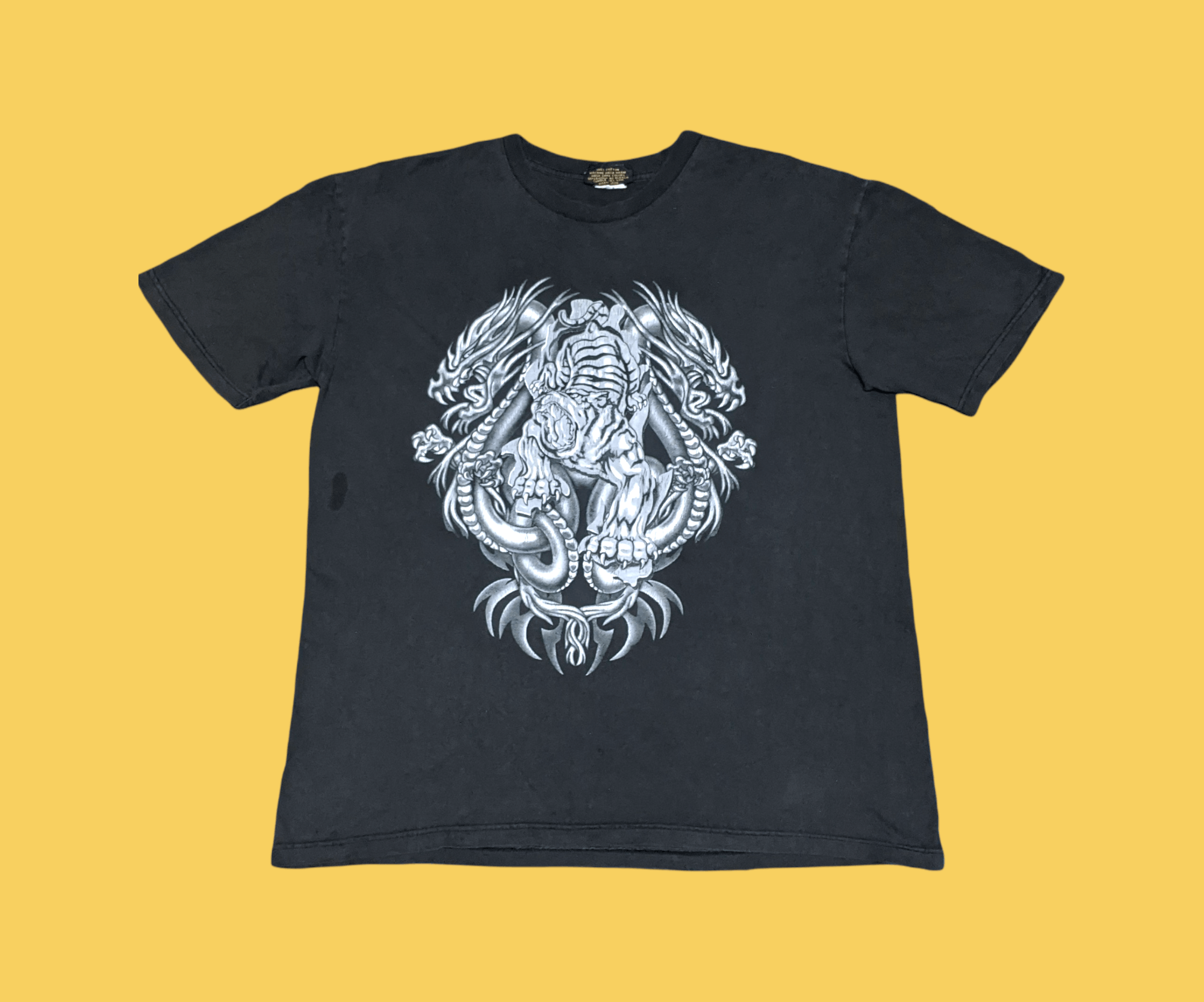 Japanese Brand × Vintage Vintage 90s Yakuza Dragon Tiger Tatoo Sukajan T shirt Size US M / EU 48-50 / 2 - 2 Thumbnail