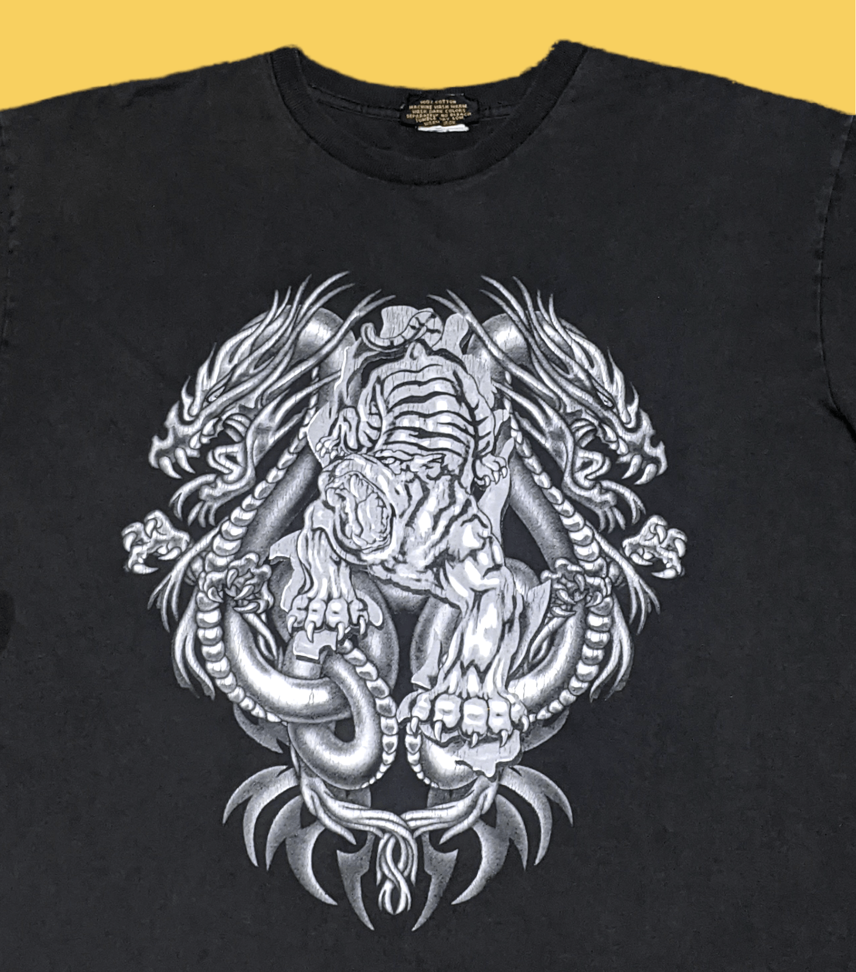 Japanese Brand × Vintage Vintage 90s Yakuza Dragon Tiger Tatoo Sukajan T shirt Size US M / EU 48-50 / 2 - 1 Thumbnail