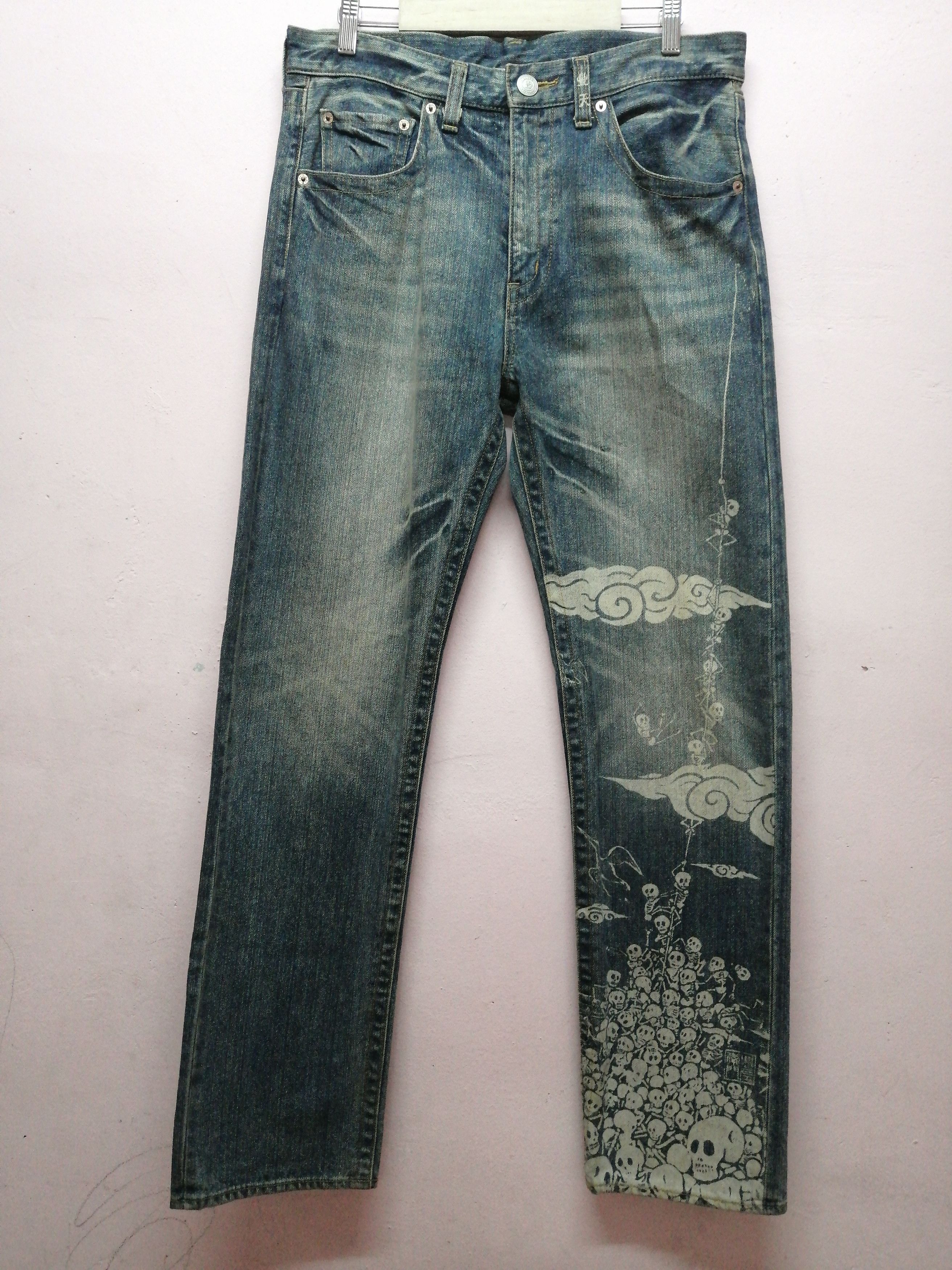 Seditionaries × Vintage Vintage Skulls Frightened Paint Jeans Size US 33 - 1 Thumbnail