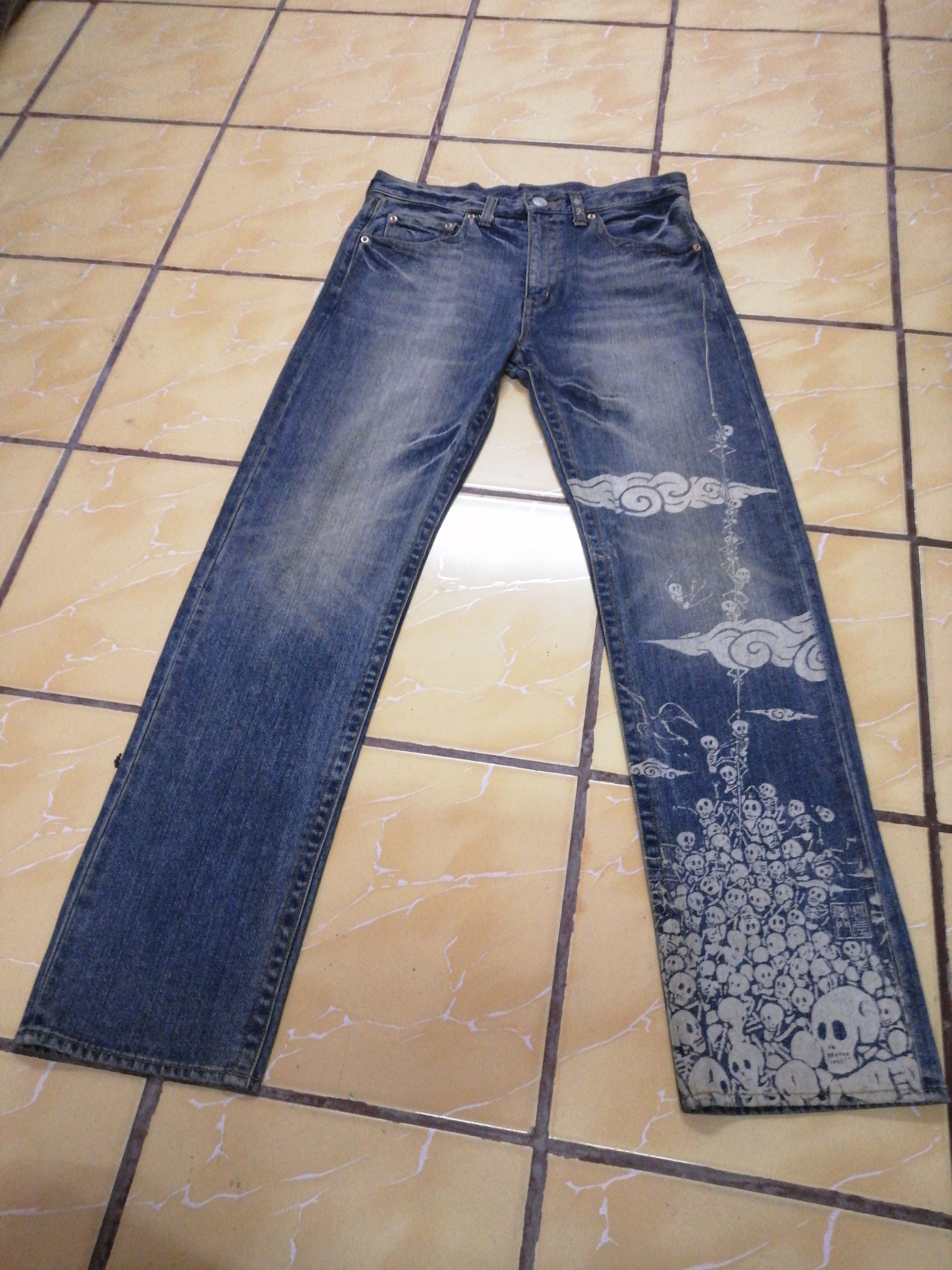 Seditionaries × Vintage Vintage Skulls Frightened Paint Jeans Size US 33 - 22 Thumbnail