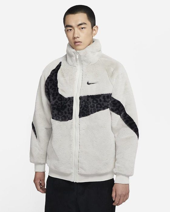 Nike Streetwear Nike BIG SWOOSH NSW Leopard Print Fleece Fur Jacket Grailed