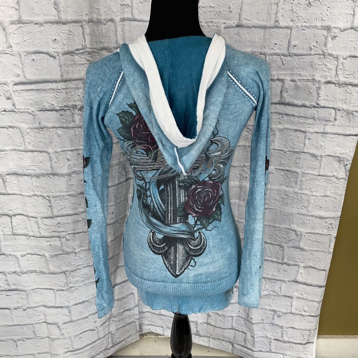 Other Sinful v-cut graphic print Longsleeve pullover hoodie sz M Size M / US 6-8 / IT 42-44 - 10 Thumbnail