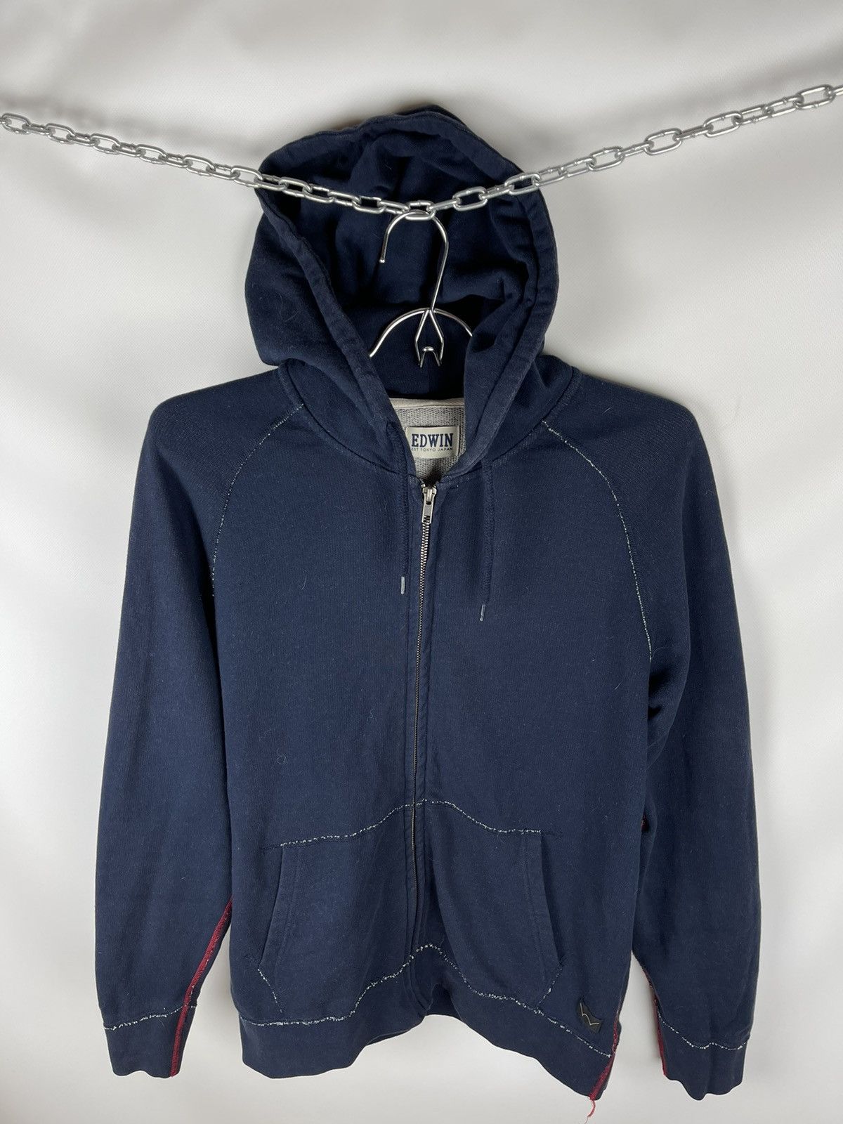 Edwin × Japanese Brand Edwin classic hooded zip sweat navy red stitch hoodie Size US M / EU 48-50 / 2 - 7 Thumbnail