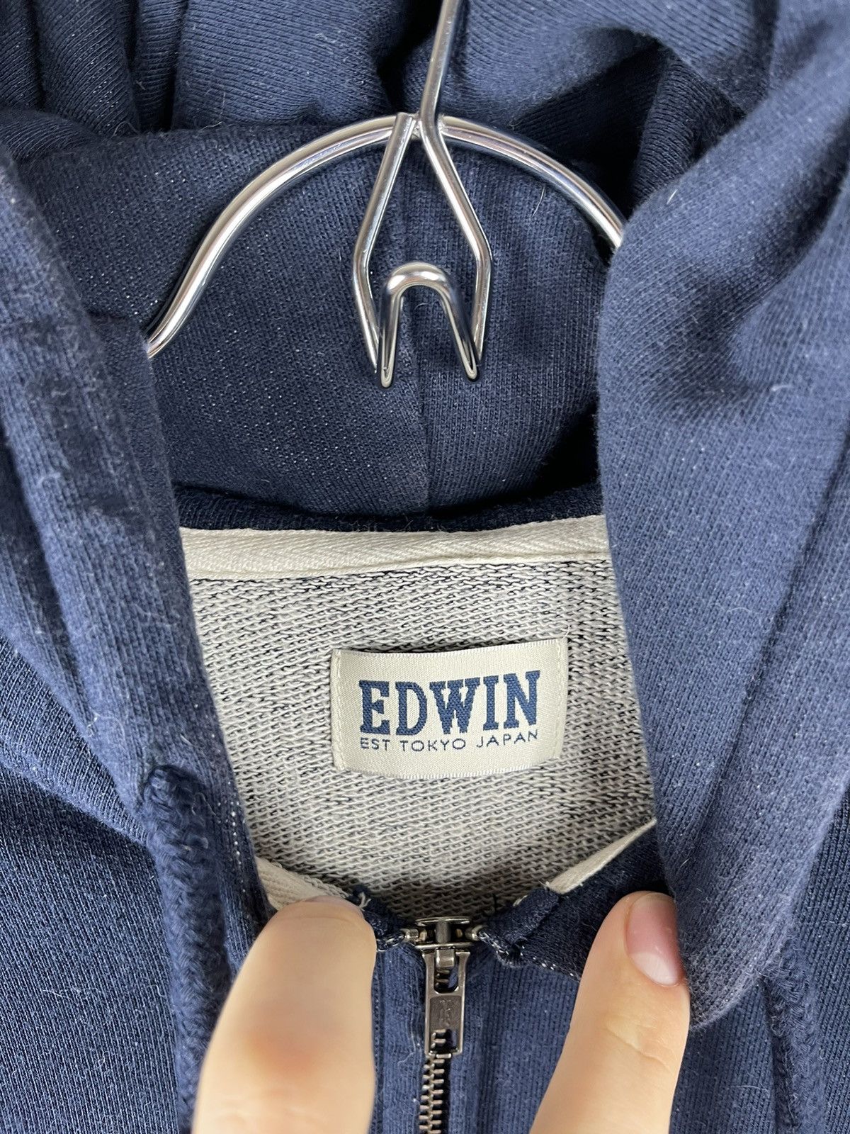 Edwin × Japanese Brand Edwin classic hooded zip sweat navy red stitch hoodie Size US M / EU 48-50 / 2 - 8 Thumbnail