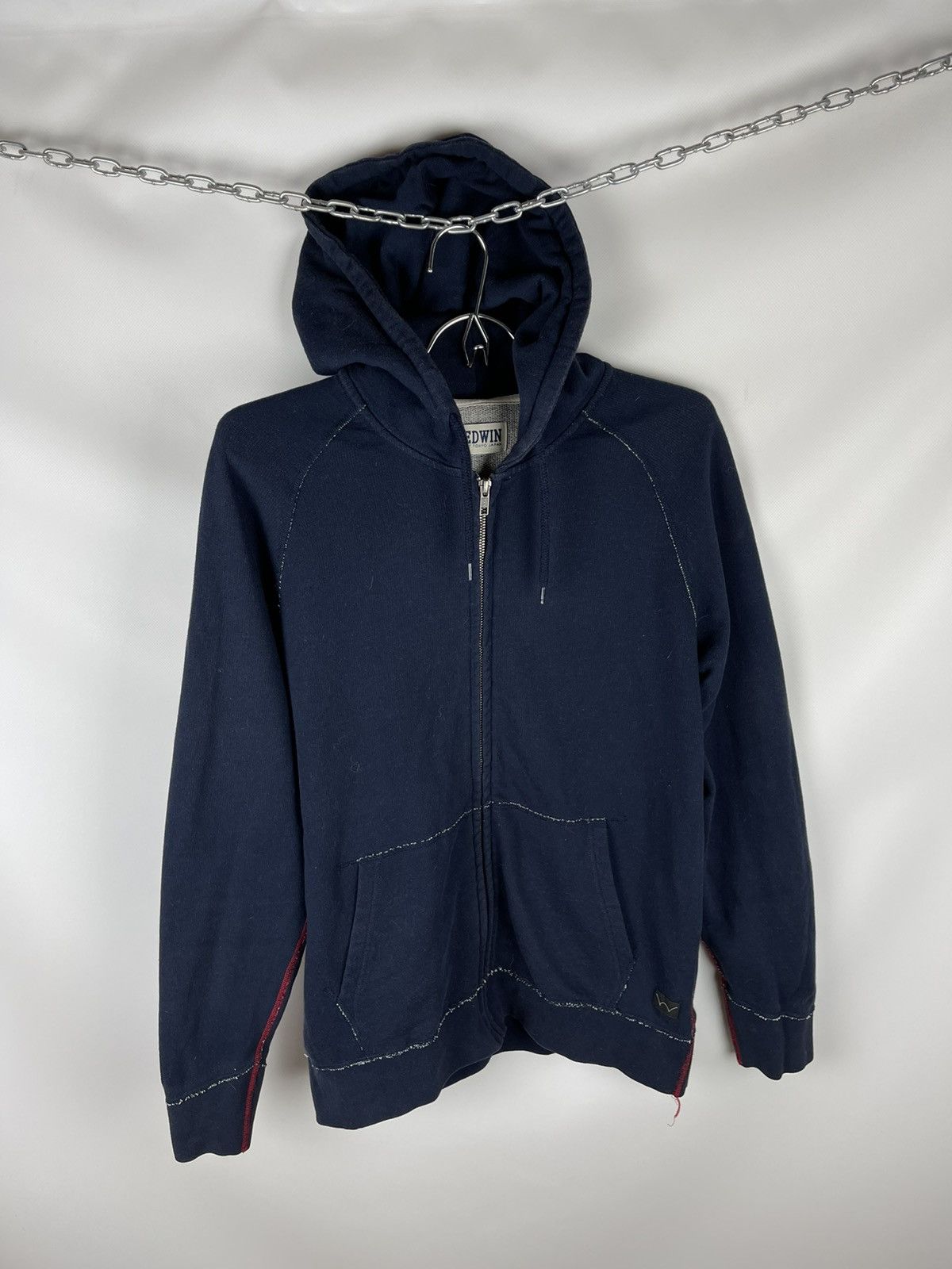 Edwin × Japanese Brand Edwin classic hooded zip sweat navy red stitch hoodie Size US M / EU 48-50 / 2 - 4 Thumbnail