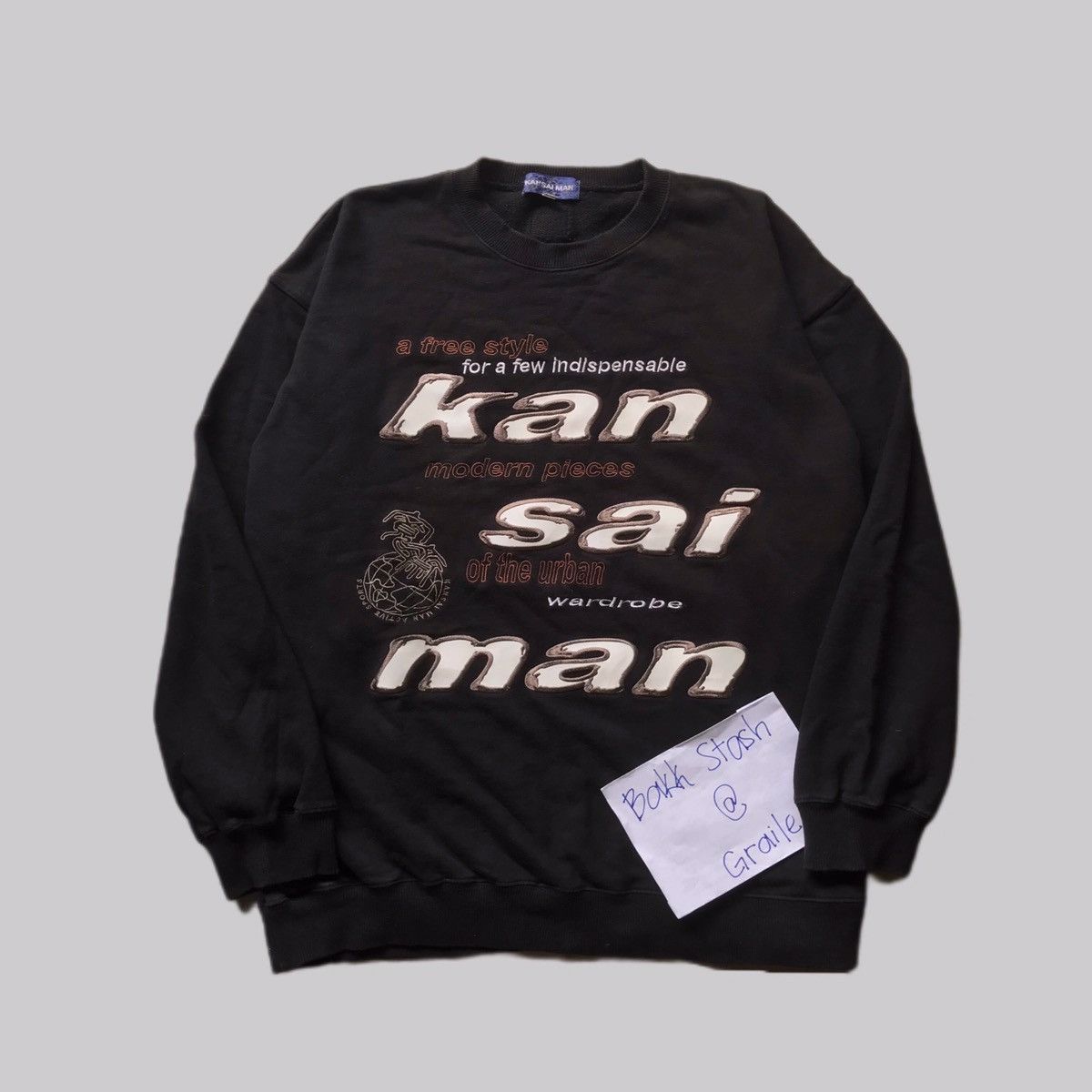 image of Archival Clothing x Kansai Yamamoto 1990S Kansai Man Embroidered Logo Sweatshirt in Black (Size XL)