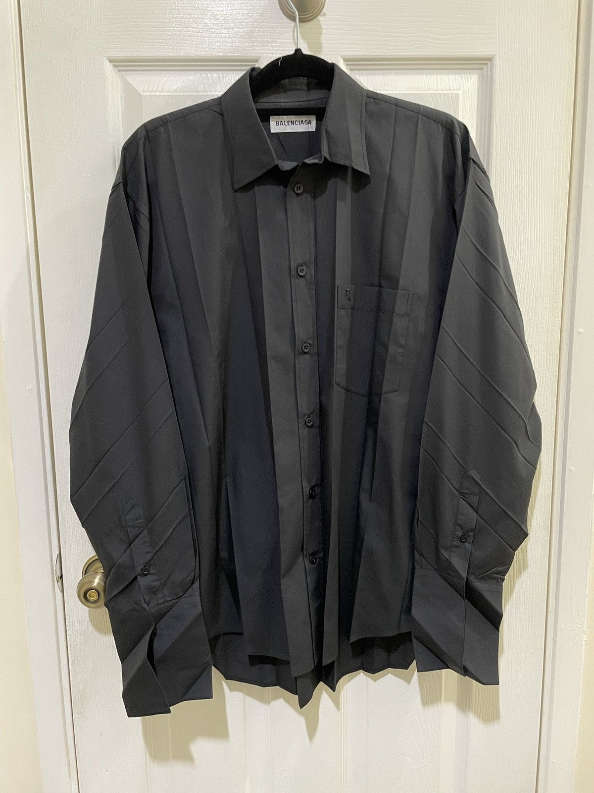 Balenciaga Balenciaga Summer 20 Pleated Button Up Size US M / EU 48-50 / 2 - 1 Thumbnail