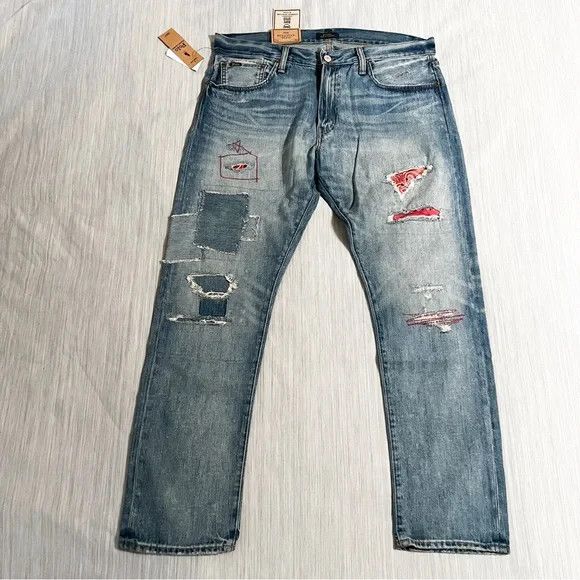 Polo Ralph Lauren Men’s Sullivan Slim Patchwork Distressed Jeans, deals Size 32x30 New