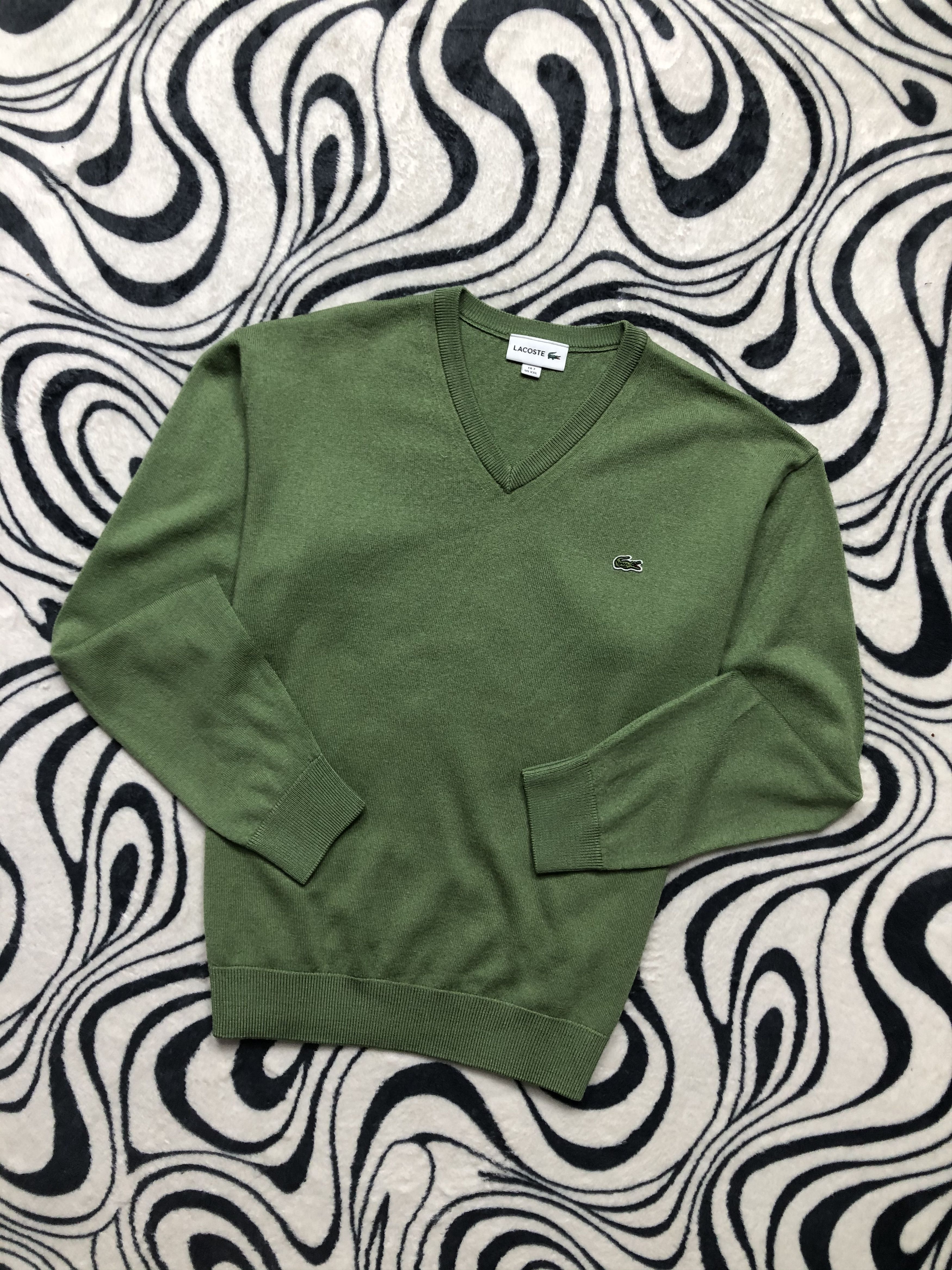 Lacoste × Vintage Lacoste Vintage Mens V-neck Sweater Size US XL / EU 56 / 4 - 1 Thumbnail