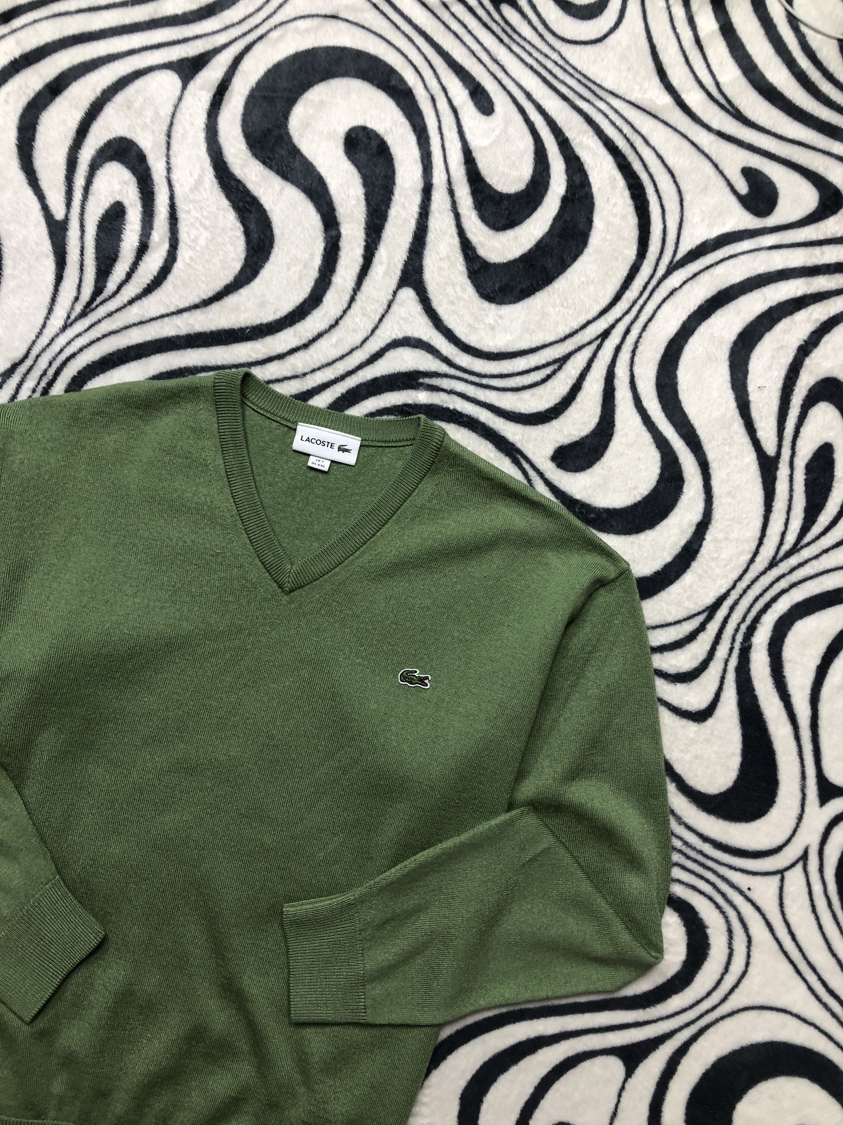 Lacoste × Vintage Lacoste Vintage Mens V-neck Sweater Size US XL / EU 56 / 4 - 2 Thumbnail