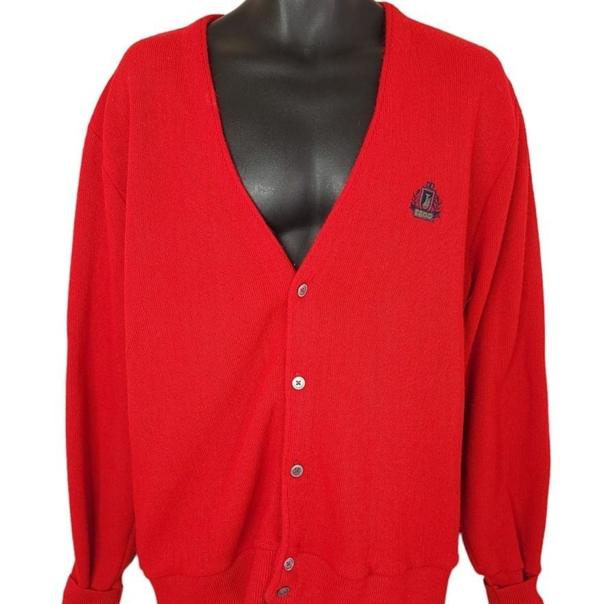 Izod Cardigan Sweater Vintage 80s 90s Grandpa Sweater - Main Image