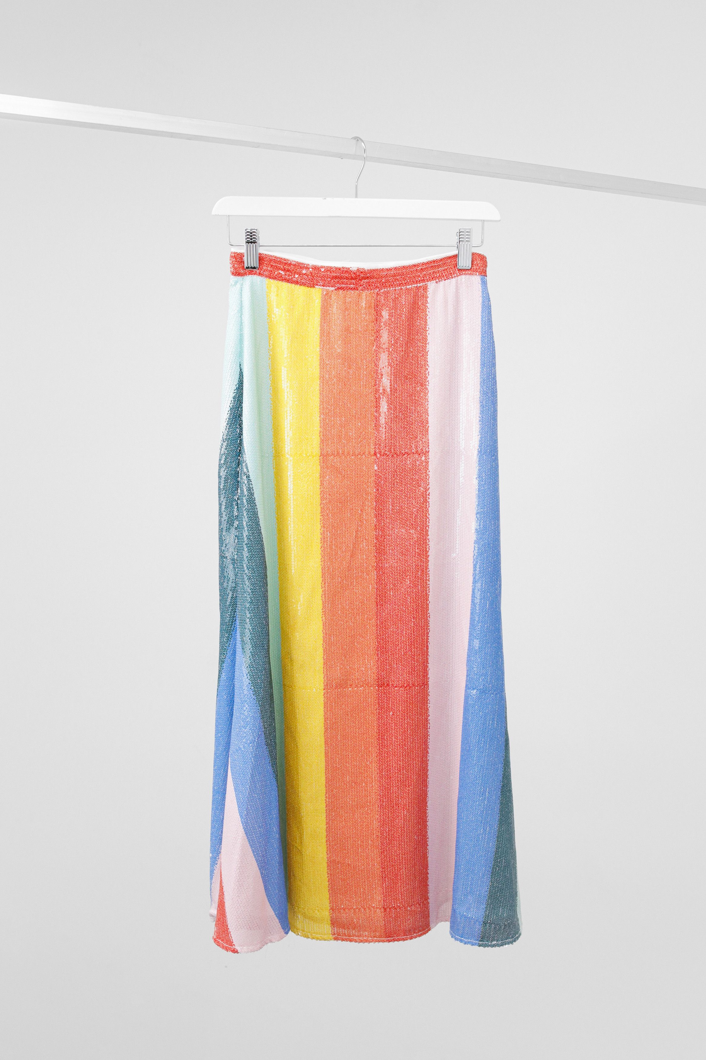 Olivia Rubin Penelope Rainbow Stripe Sequin Skirt