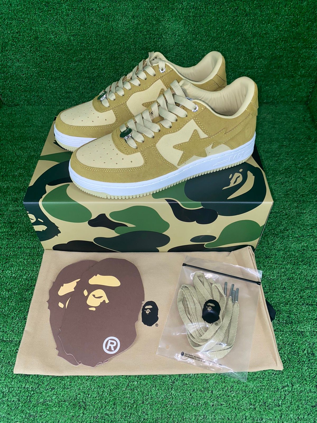Pre-owned Bape Sta 3 Suede Beige Size 9 Shoes