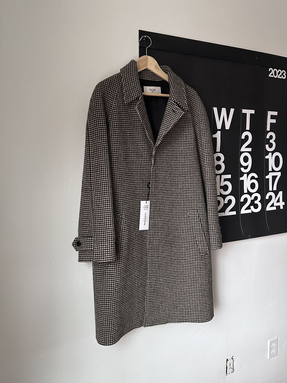 Celine AW19 3-Button Houndstooth Wool Coat Size US S / EU 44-46 / 1 - 6 Thumbnail