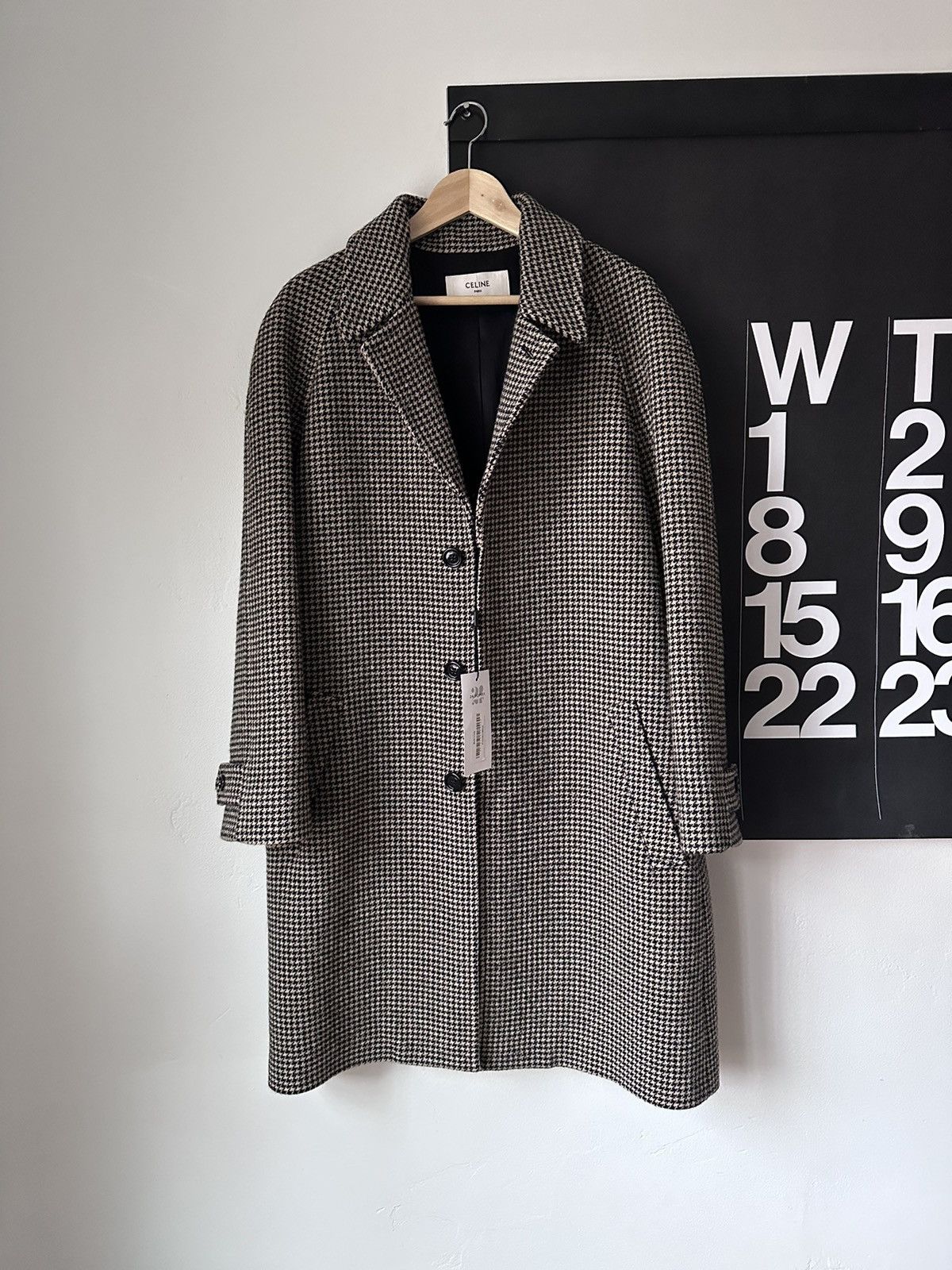 Celine AW19 3-Button Houndstooth Wool Coat Size US S / EU 44-46 / 1 - 9 Thumbnail