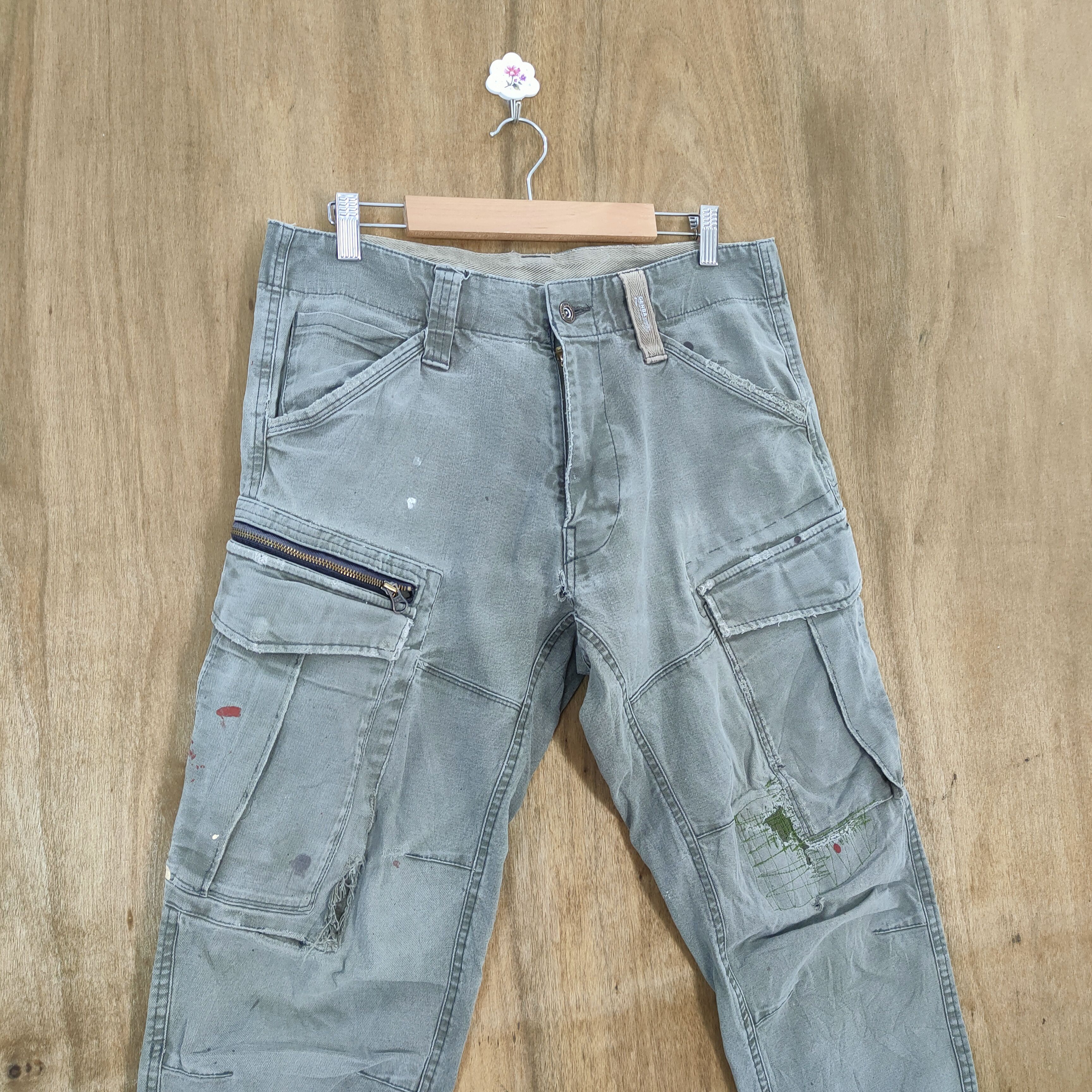 Japanese Brand VINTAGE FADED RIPPEP CARGO PANTS Size US 31 - 2 Thumbnail