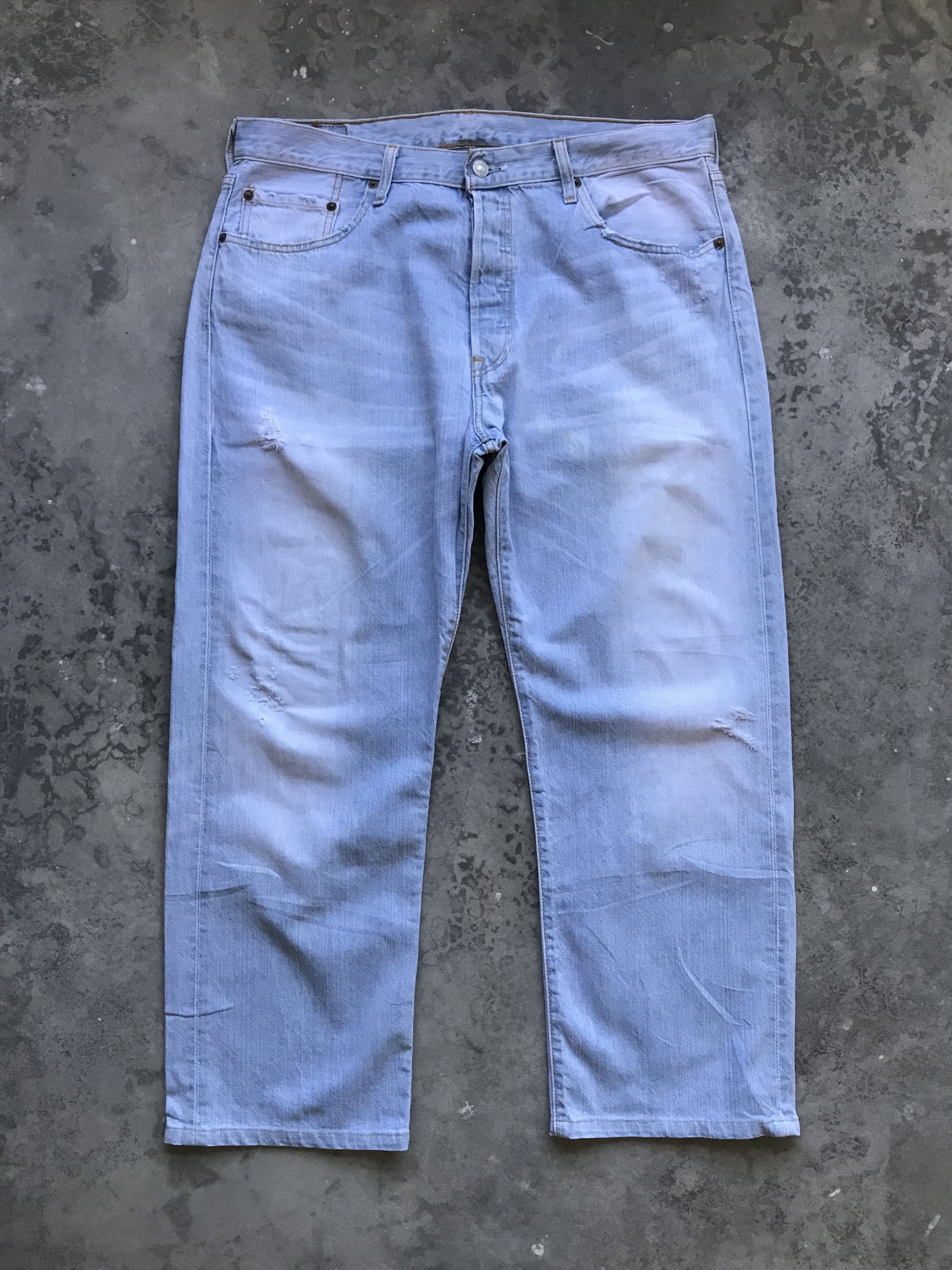 Levi's × Levi's Vintage Clothing × Vintage VLEV51 - Levis 501 Light Distressed Light Wash Jeans Size US 36 / EU 52 - 1 Thumbnail