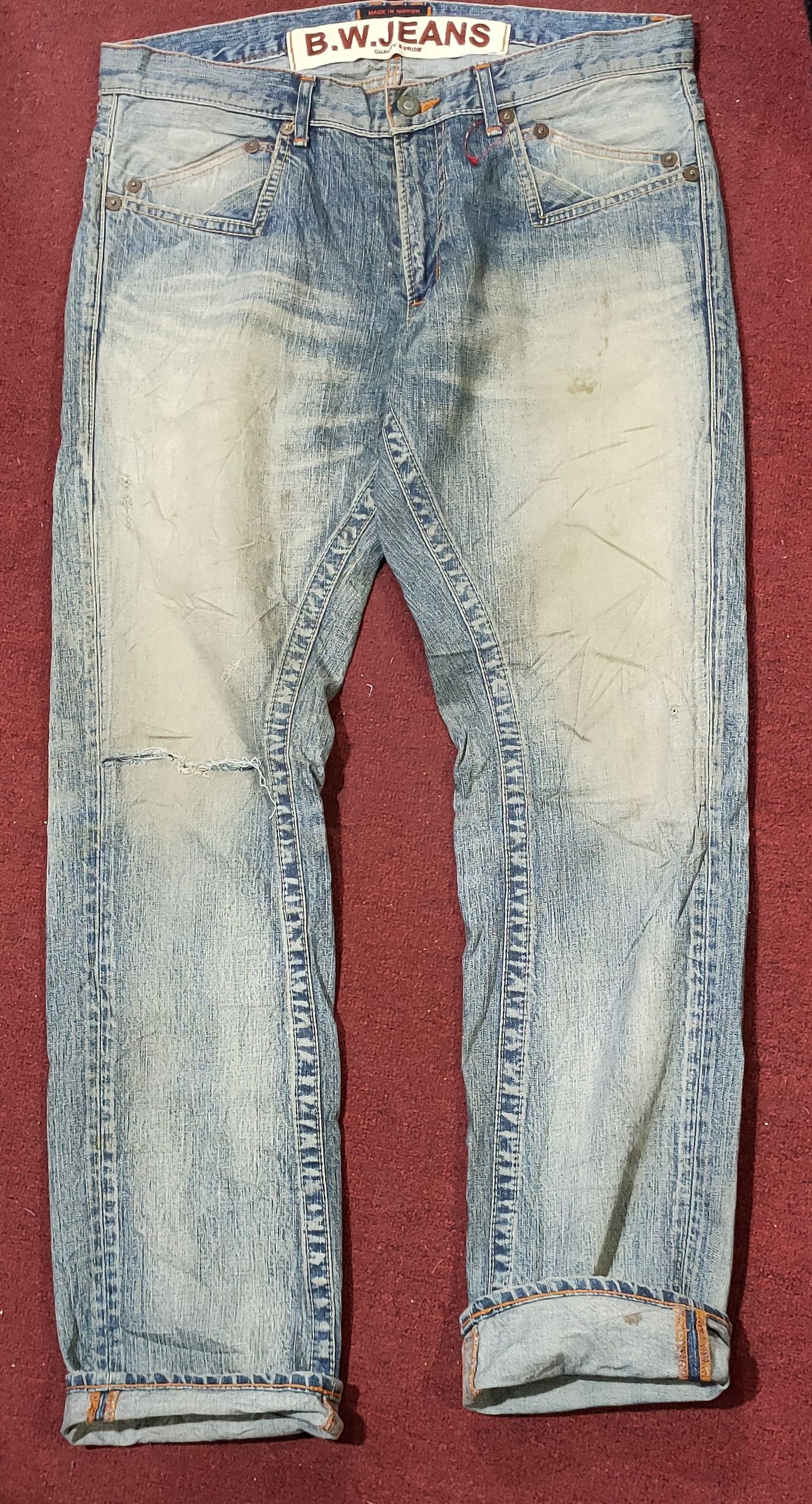 Japanese Brand BLUE WAY DISTRESSED DENIM JAPAN VINTAGE RARE Size US 34 / EU 50 - 1 Thumbnail