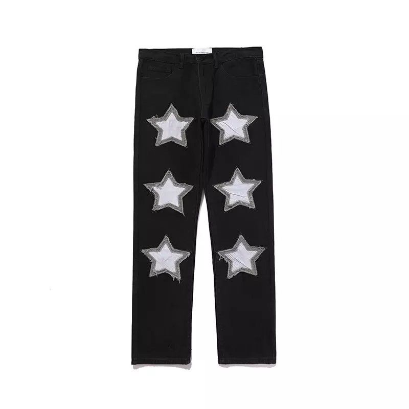 Japanese Brand Embroidery Stars Denim Baggy Pants Size US 32 / EU 48 - 4 Thumbnail