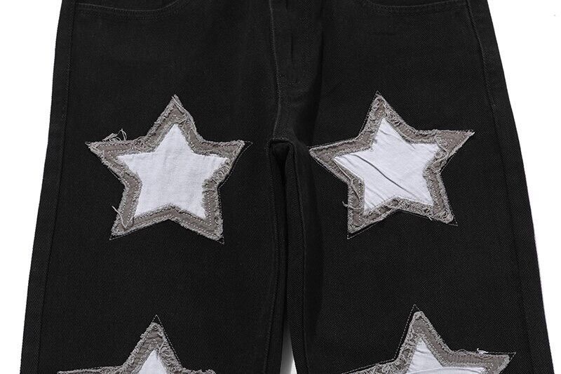 Japanese Brand Embroidery Stars Denim Baggy Pants Size US 32 / EU 48 - 6 Thumbnail