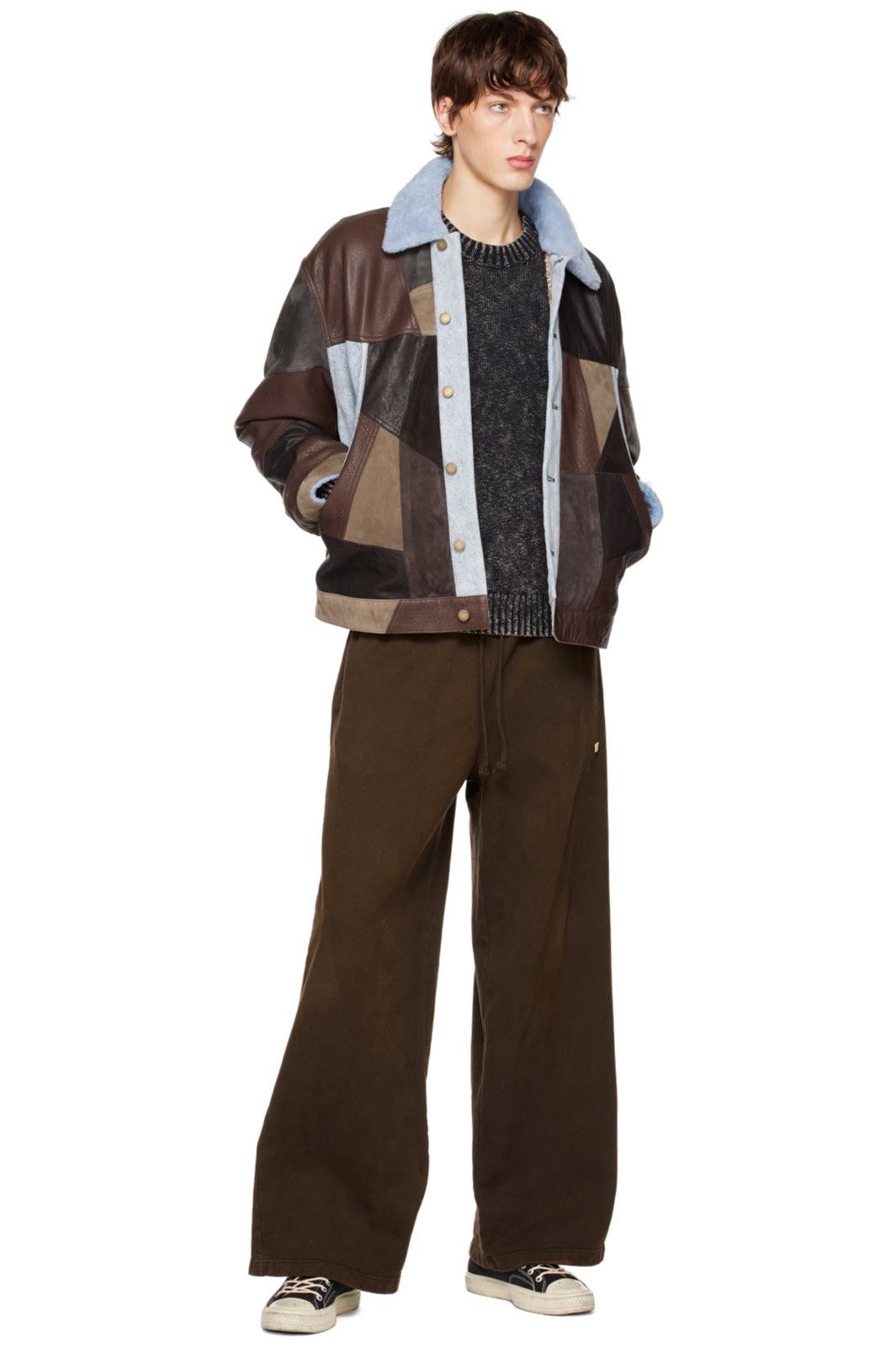 Acne Studios $3K NEW Brown Patchwork Goat Lamb Leather Shearling Jacket Size US M / EU 48-50 / 2 - 4 Thumbnail