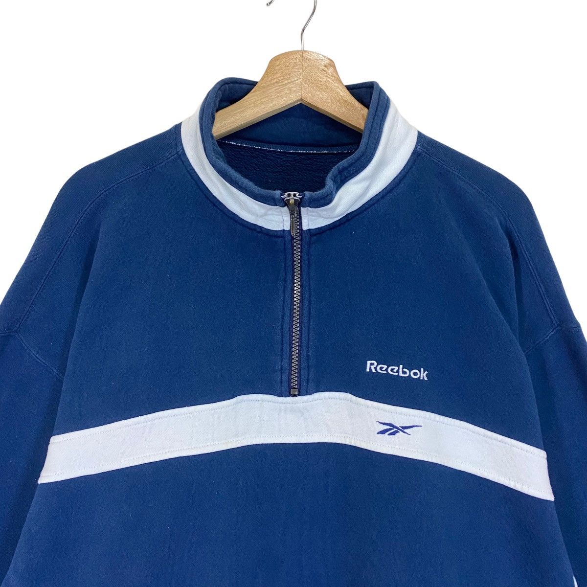 Reebok × Vintage Vintage 90’s Reebok Small Logo Halfzip Crewneck Sweatshirt Size US L / EU 52-54 / 3 - 4 Thumbnail