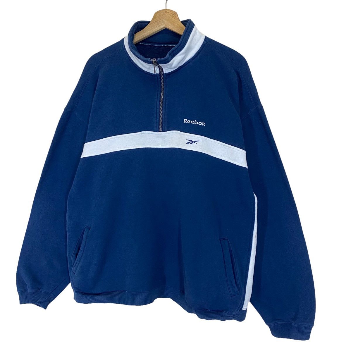 Reebok × Vintage Vintage 90’s Reebok Small Logo Halfzip Crewneck Sweatshirt Size US L / EU 52-54 / 3 - 3 Thumbnail