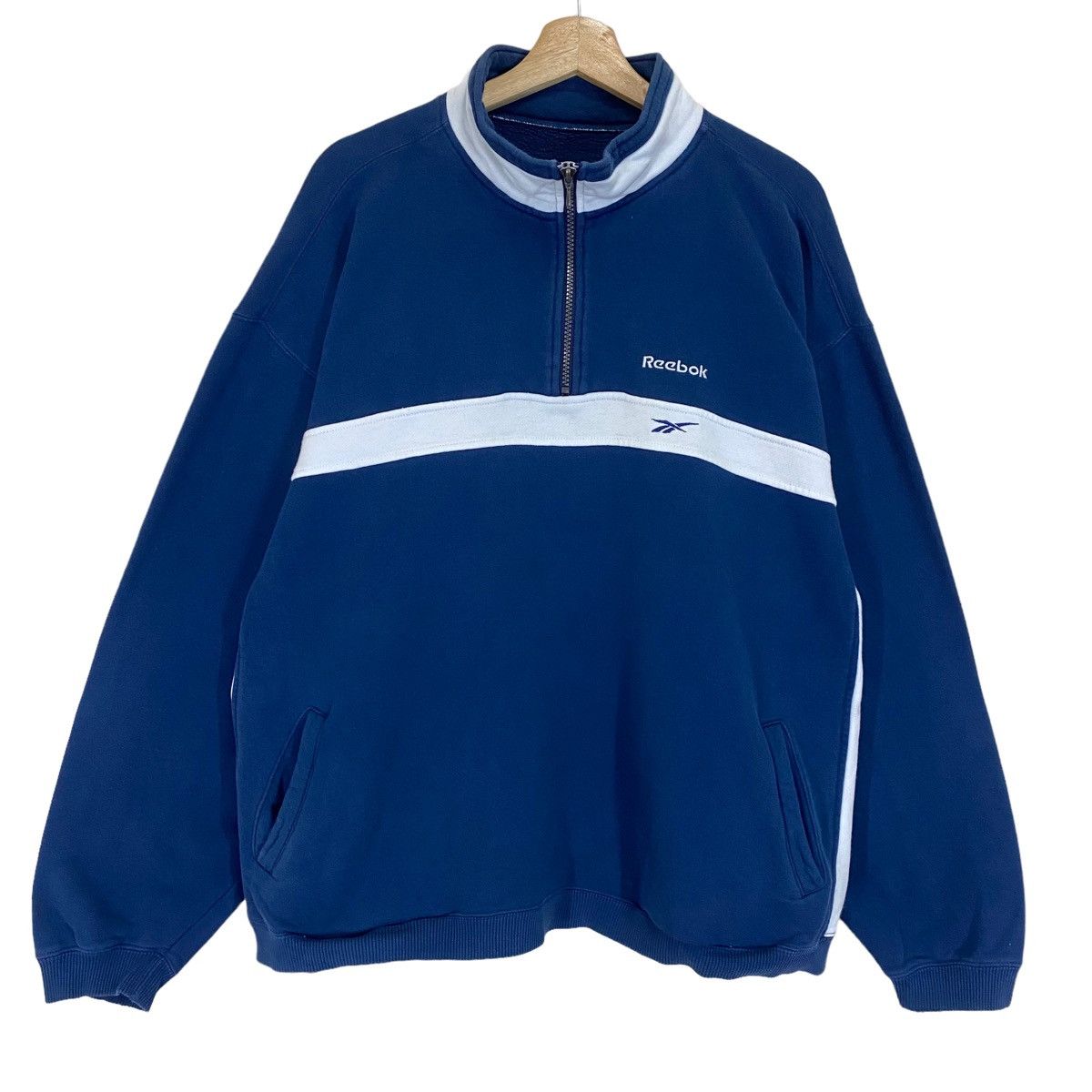 Reebok × Vintage Vintage 90’s Reebok Small Logo Halfzip Crewneck Sweatshirt Size US L / EU 52-54 / 3 - 1 Thumbnail