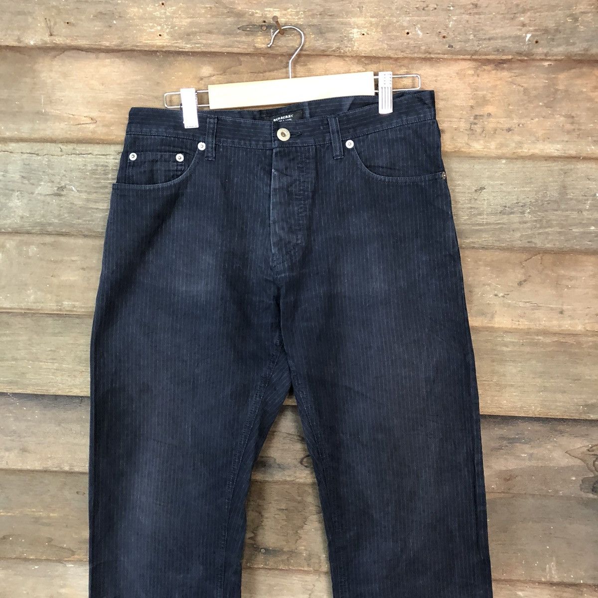 Black Label Burberry Dark blue stripe casual Pants #6940 Size US 28 / EU 44 - 2 Thumbnail