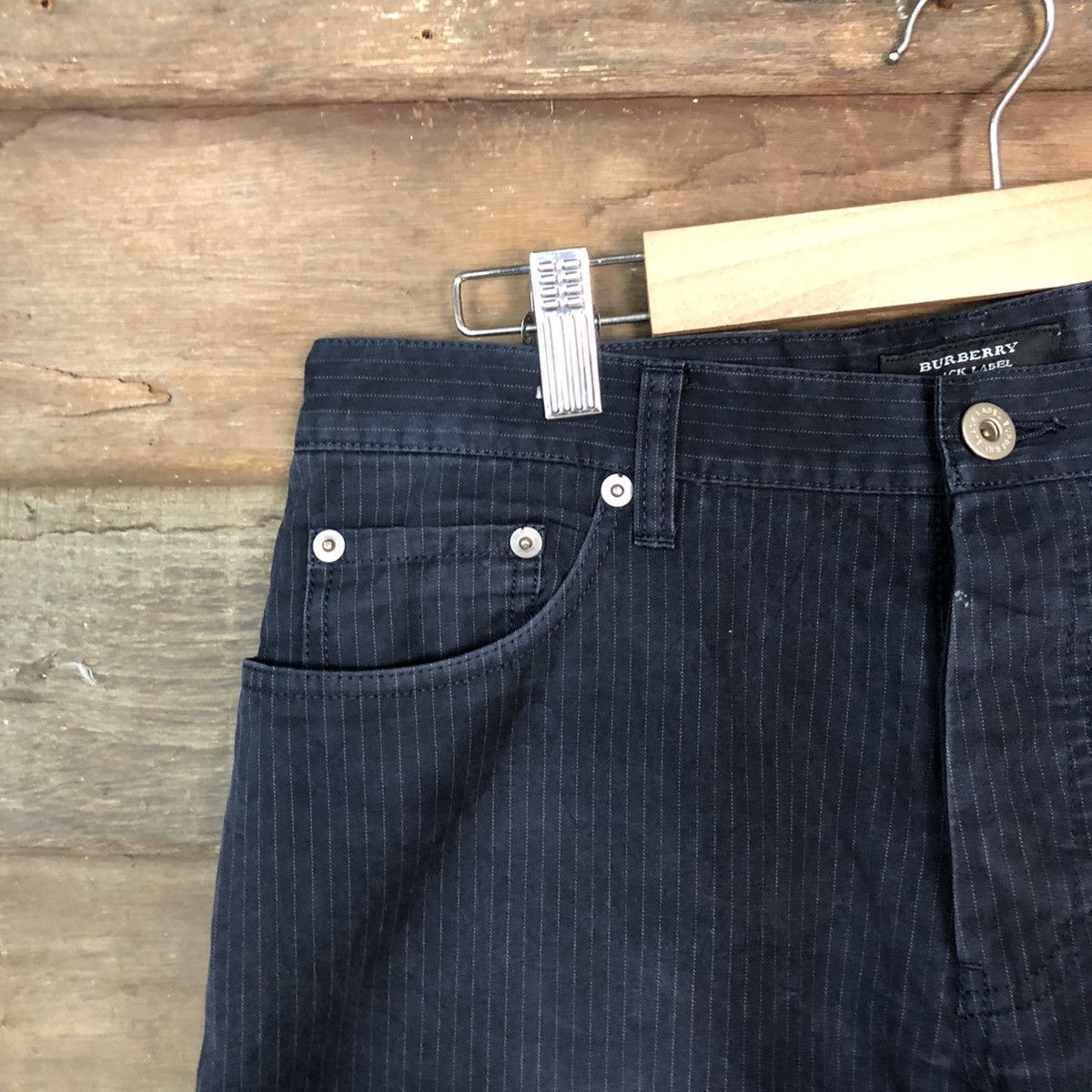 Black Label Burberry Dark blue stripe casual Pants #6940 Size US 28 / EU 44 - 4 Thumbnail