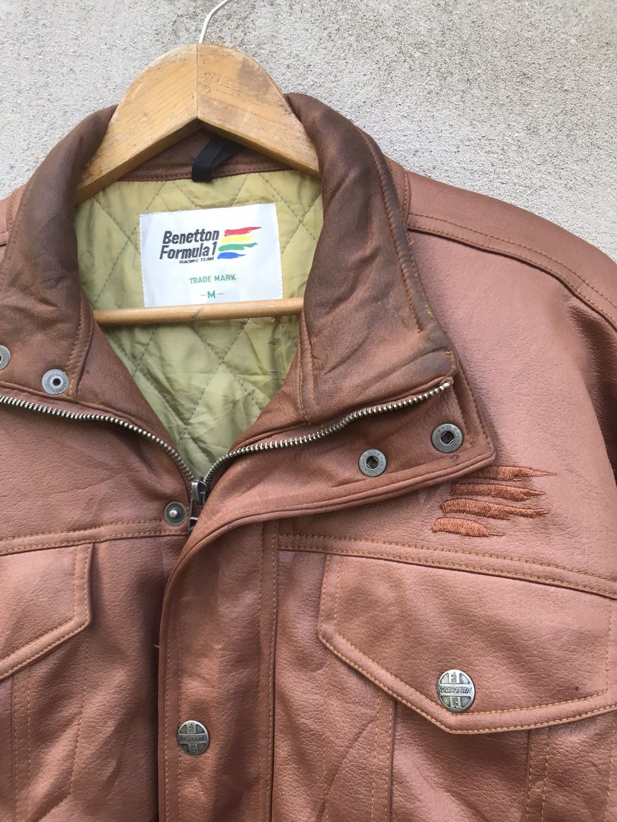 United Colors Of Benetton RARE BENETTON FORMULA 1 RACING TEAM PVC BIKER JACKET Size US M / EU 48-50 / 2 - 6 Thumbnail