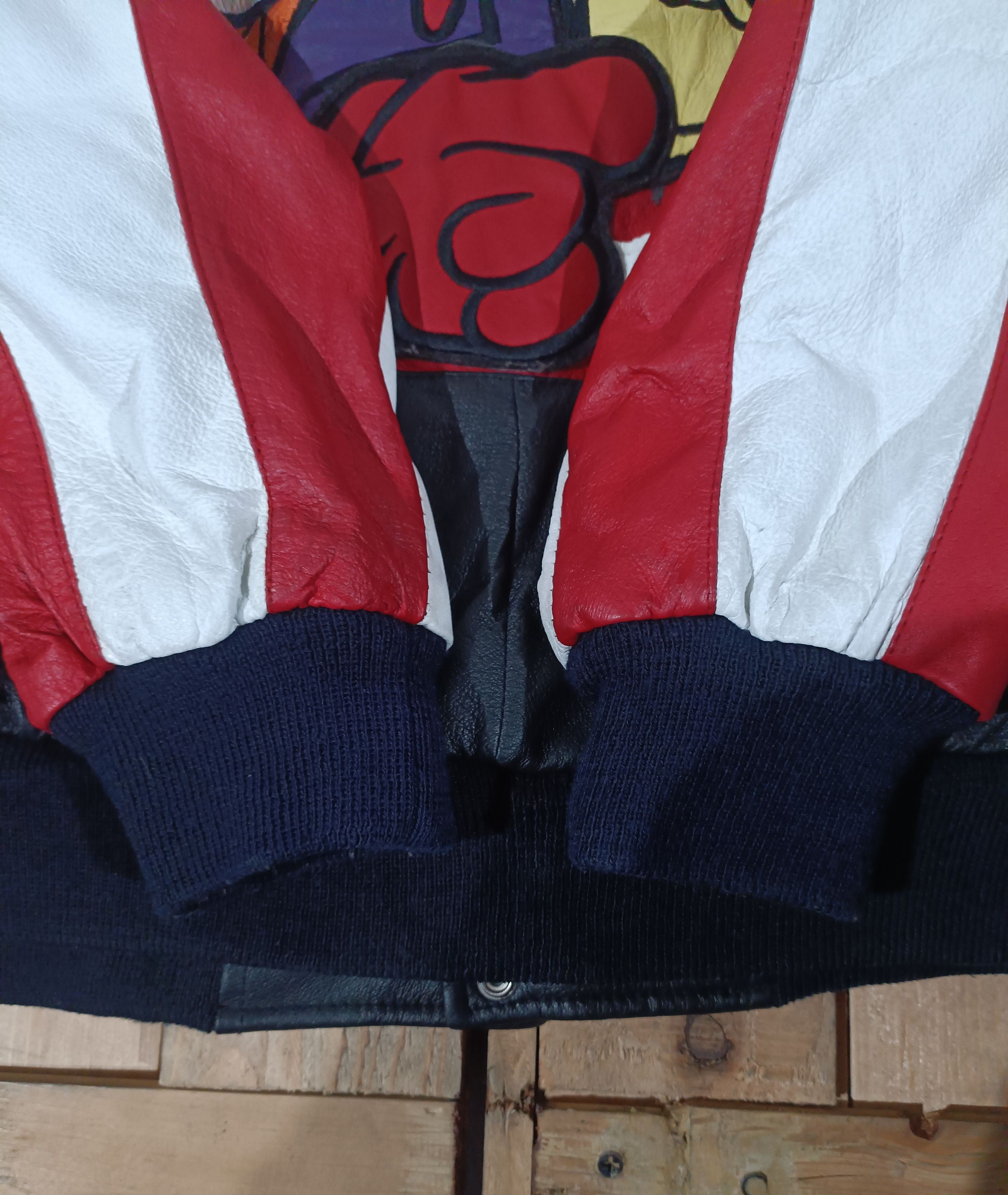 VTG 90'S DASTARDLY MUTTLEY LEATHER VARSITY JACKET COLORBLOCK