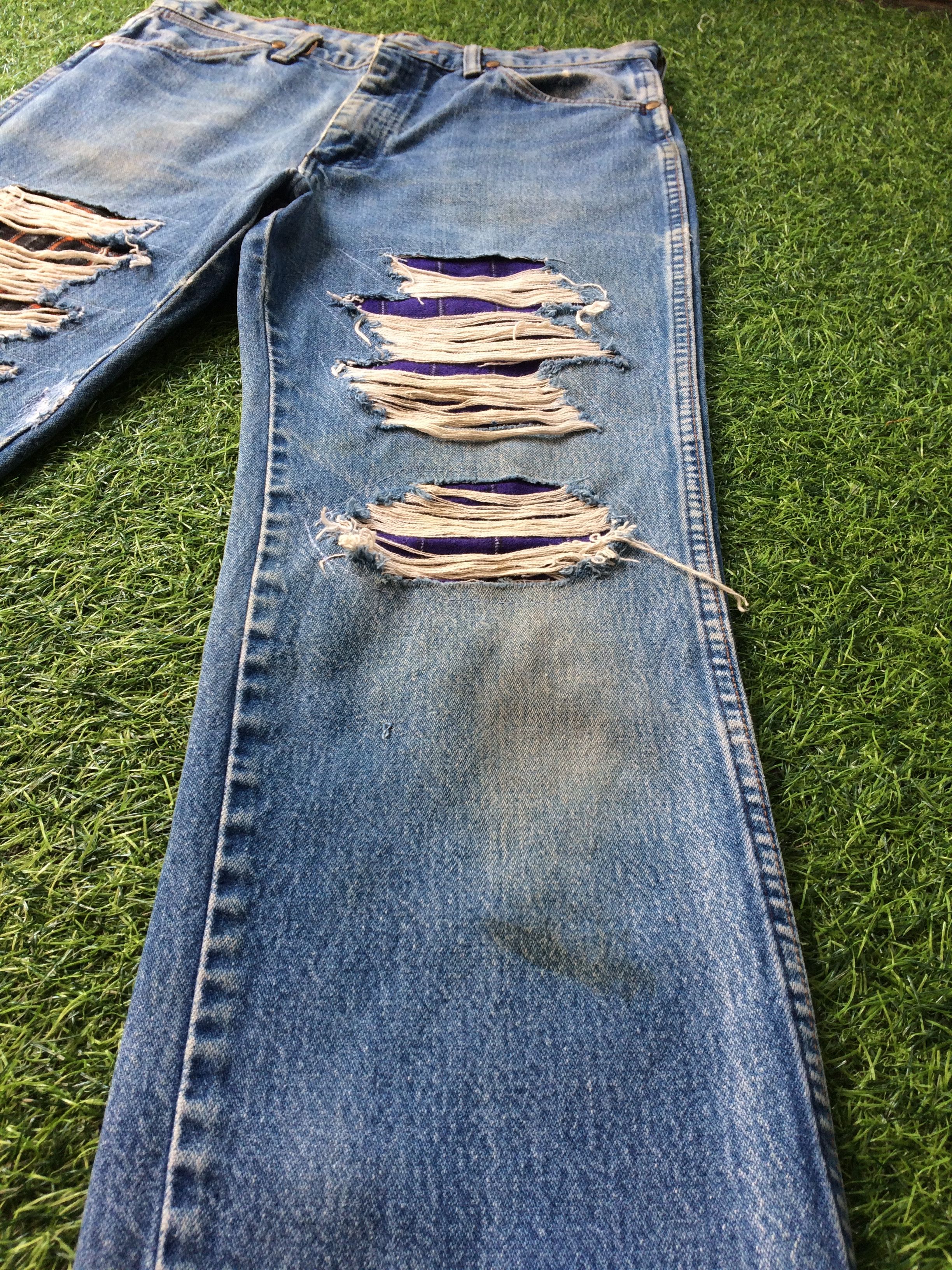 Vintage × Wrangler Wrangler Ripped Patchwork Jeans #B-1025 Size US 32 / EU 48 - 7 Thumbnail