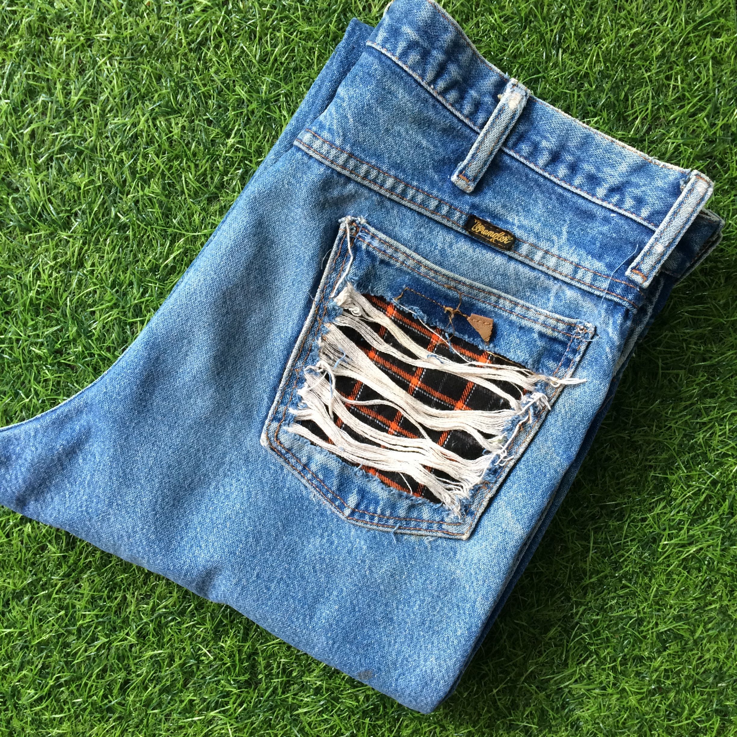 Vintage × Wrangler Wrangler Ripped Patchwork Jeans #B-1025 Size US 32 / EU 48 - 9 Thumbnail