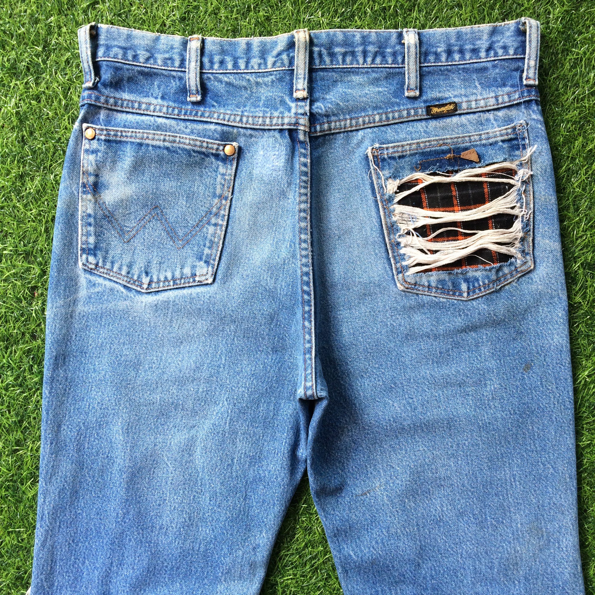 Vintage × Wrangler Wrangler Ripped Patchwork Jeans #B-1025 Size US 32 / EU 48 - 4 Thumbnail