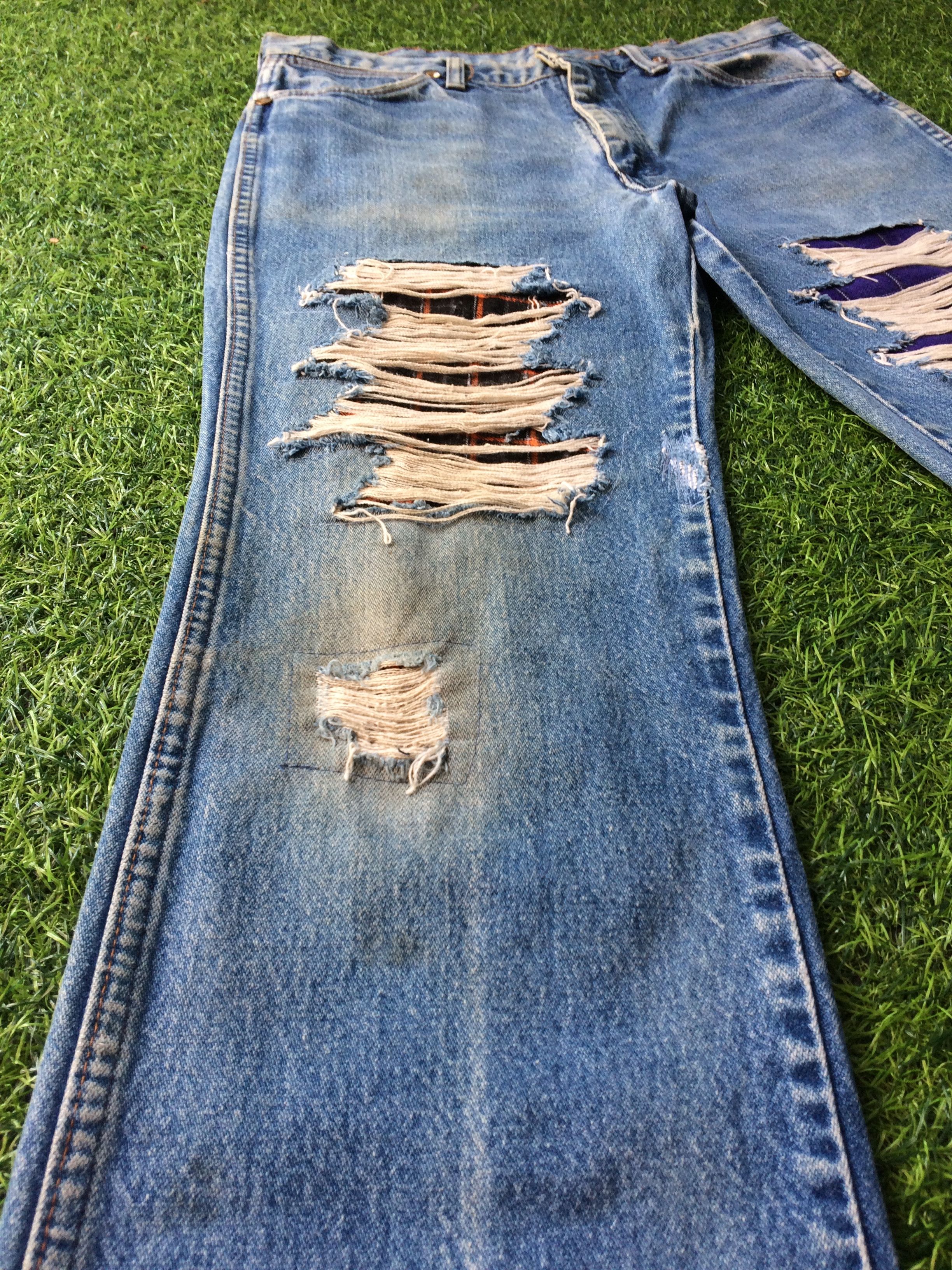 Vintage × Wrangler Wrangler Ripped Patchwork Jeans #B-1025 Size US 32 / EU 48 - 6 Thumbnail