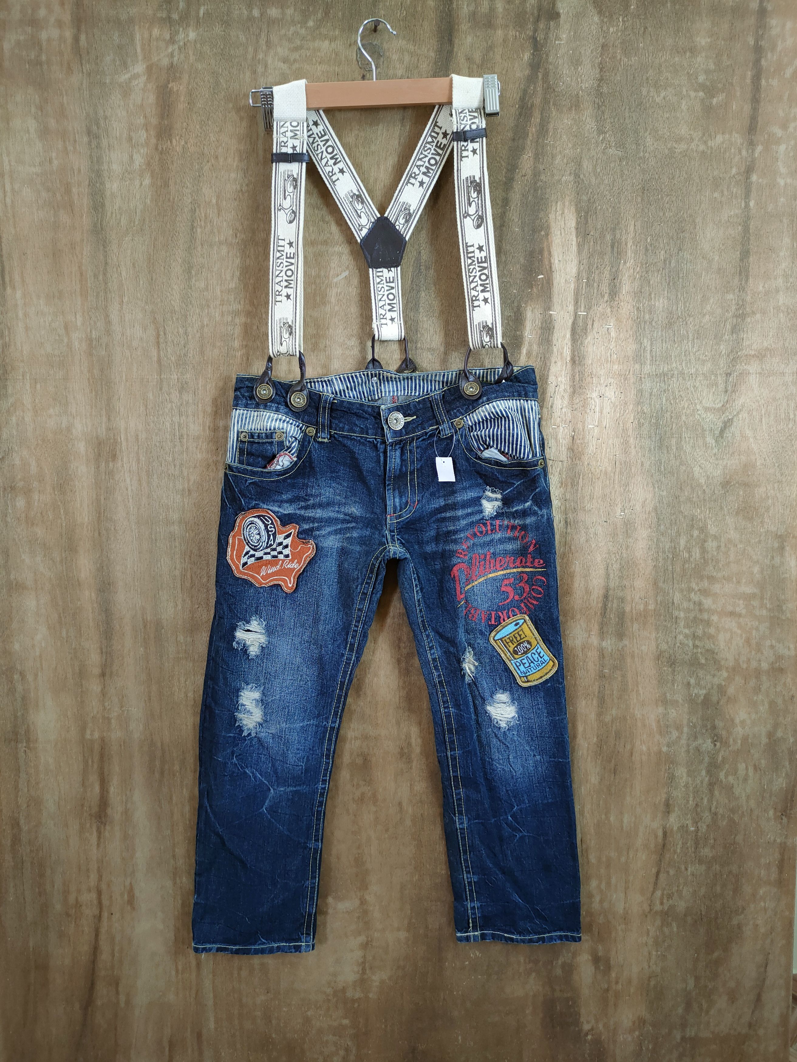 image of Overalls Japan Patch Denim Overall Cropped Pants 1100, Women's (Size 27)