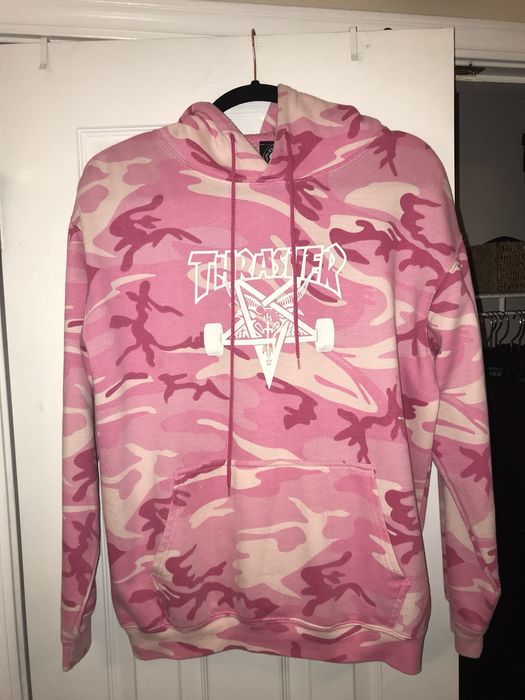 Pink camo thrasher hoodie hot sale