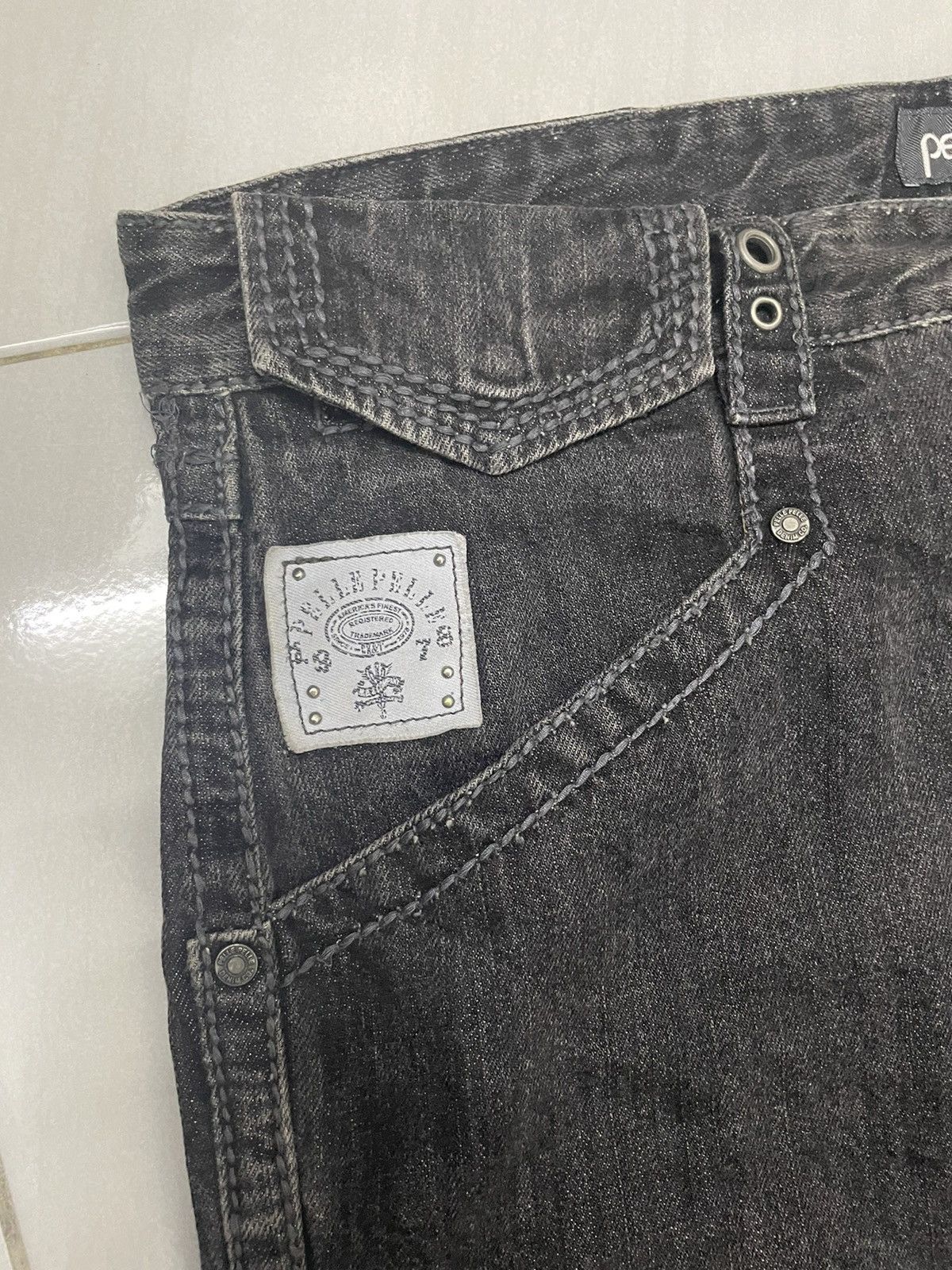 Marc Buchanan Vintage Pelle Pelle Jeans Embroidery Logo Faded Black Size US 36 / EU 52 - 6 Thumbnail
