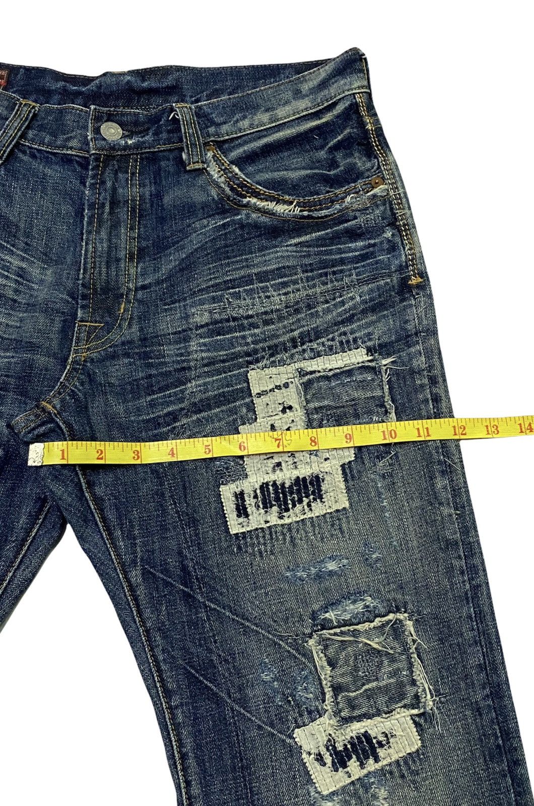 Japanese Brand BARTACK DISTRESSED STRAIGHT LEG DENIM JEANS DESIGN Size US 33 - 8 Thumbnail