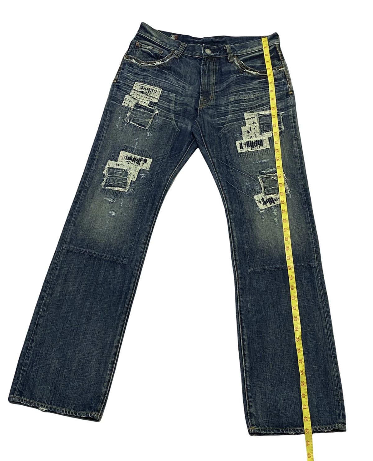 Japanese Brand BARTACK DISTRESSED STRAIGHT LEG DENIM JEANS DESIGN Size US 33 - 6 Thumbnail