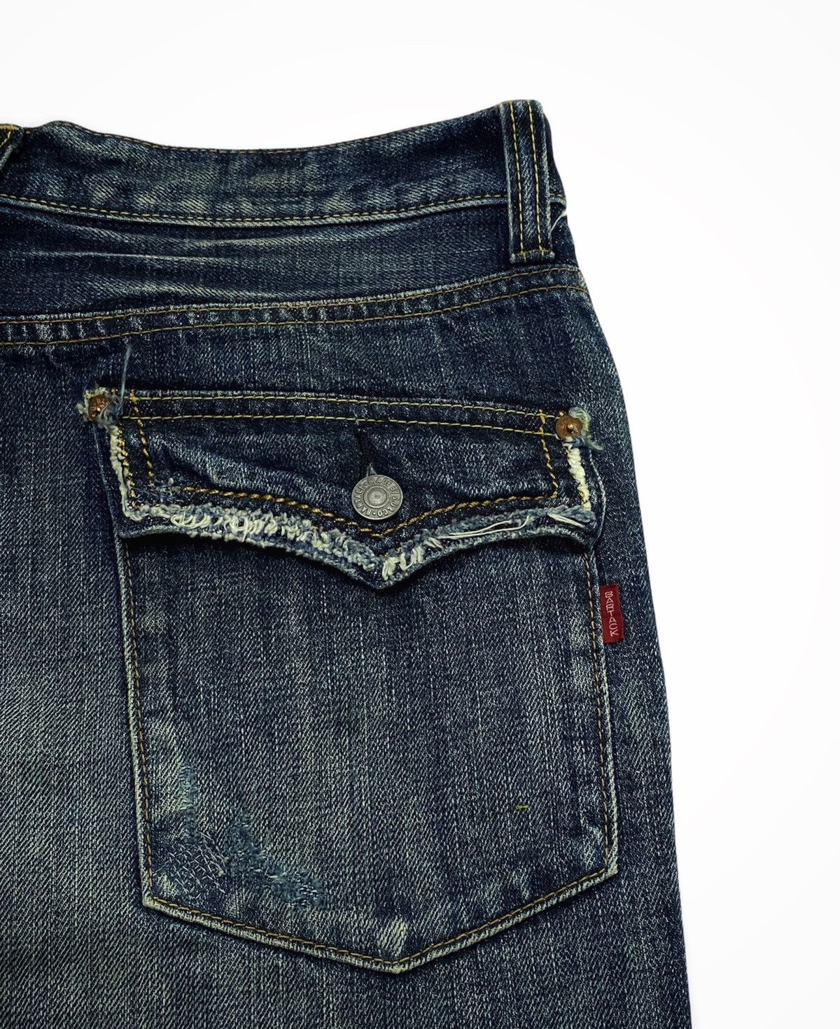 Japanese Brand BARTACK DISTRESSED STRAIGHT LEG DENIM JEANS DESIGN Size US 33 - 21 Thumbnail
