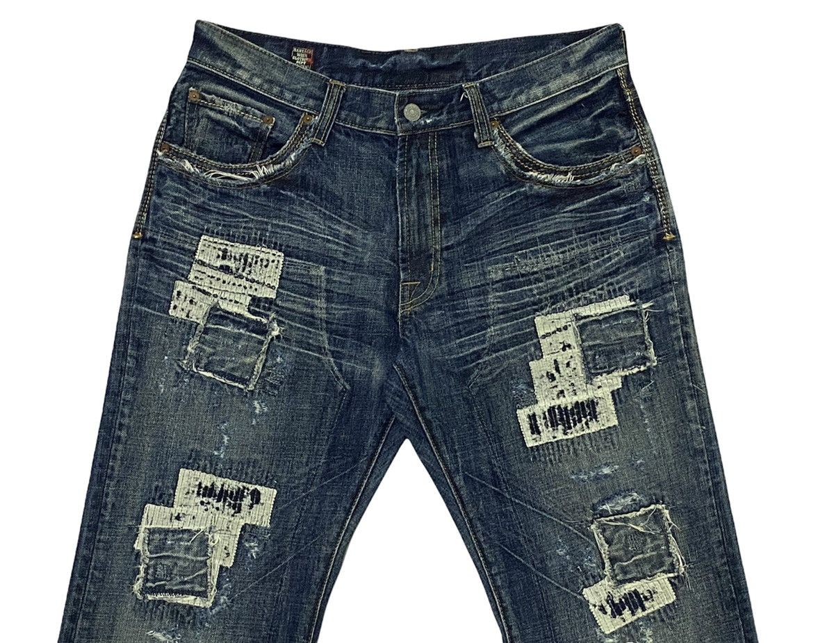 Japanese Brand BARTACK DISTRESSED STRAIGHT LEG DENIM JEANS DESIGN Size US 33 - 22 Thumbnail