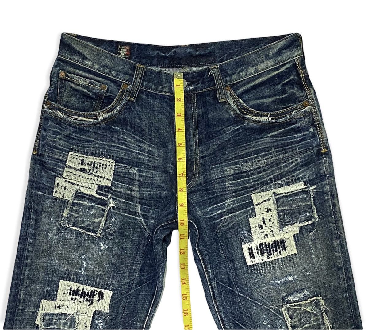 Japanese Brand BARTACK DISTRESSED STRAIGHT LEG DENIM JEANS DESIGN Size US 33 - 5 Thumbnail