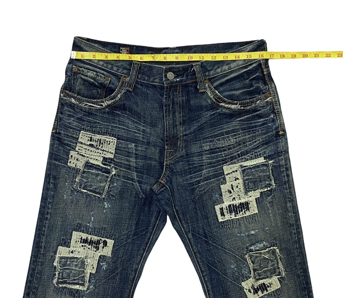 Japanese Brand BARTACK DISTRESSED STRAIGHT LEG DENIM JEANS DESIGN Size US 33 - 4 Thumbnail