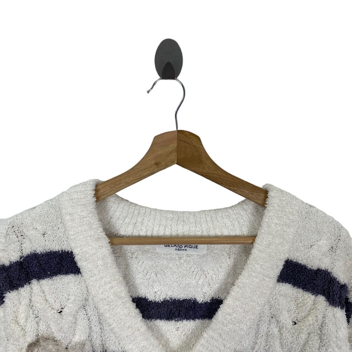 Vintage GELATO PIQUE HOMME Stripes Retro Sherpa Button Up Sweater Size M / US 6-8 / IT 42-44 - 2 Thumbnail