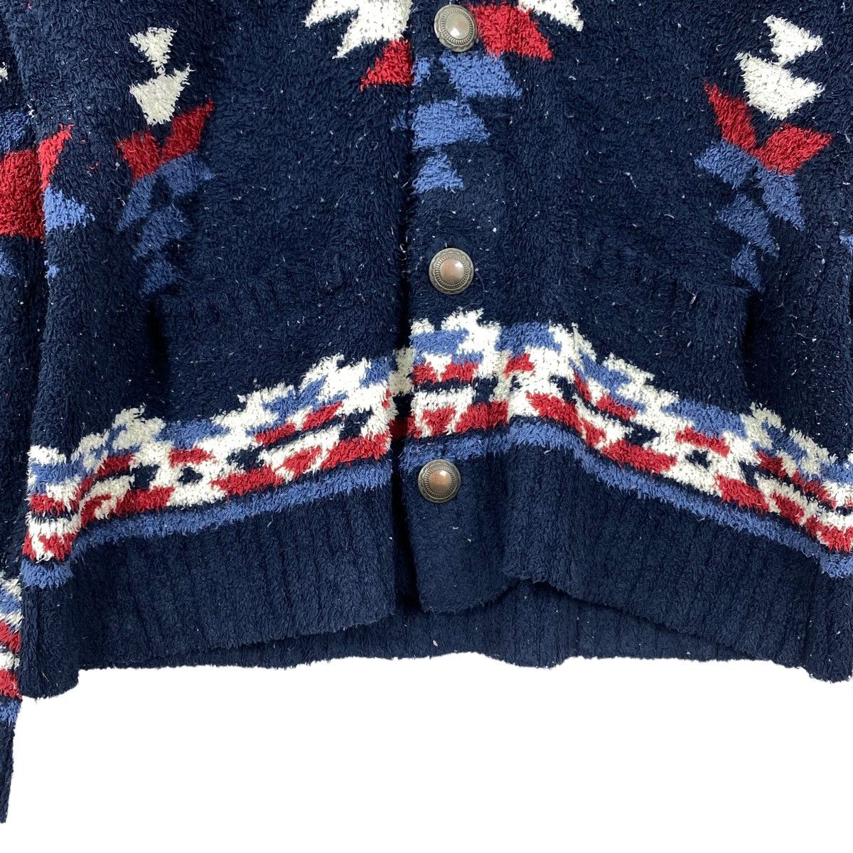Vintage BLUE STANDARD Navajo Aztec Native Print Deep Pile Sherpa Size L / US 10 / IT 46 - 3 Thumbnail